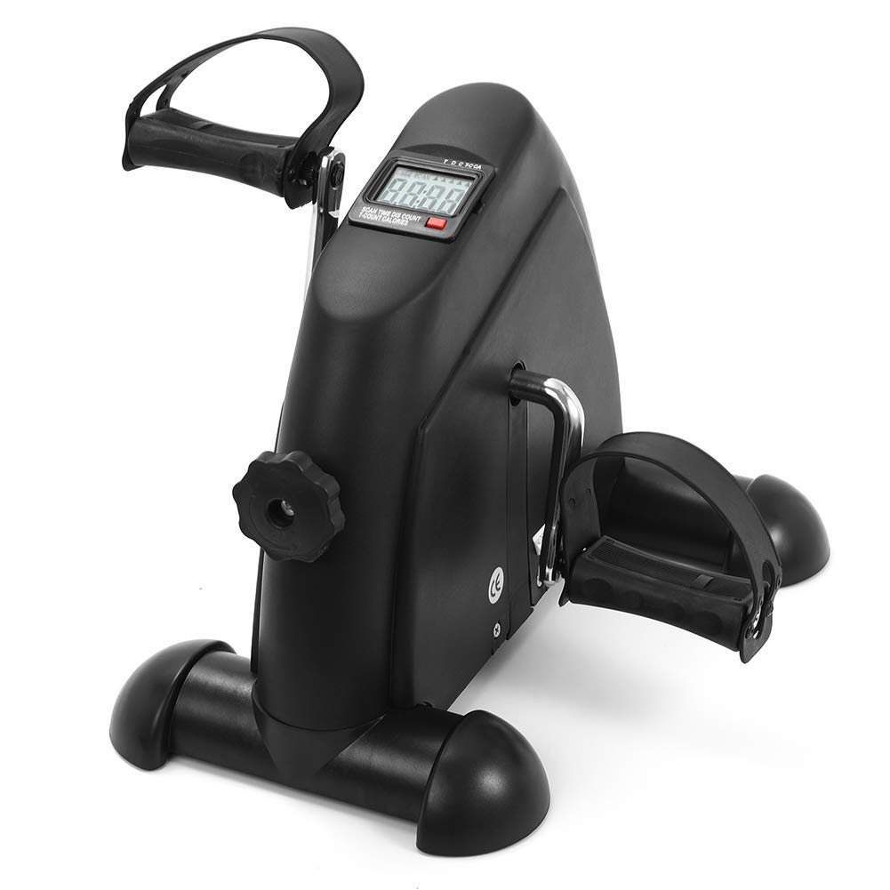 Portable Mini Pedal Exerciser Bike with Adjustable Resistance & LCD Display - Home Office Gym Fitness Equipment for Leg & Arm Workout, Physical Therapy & Desk Exercise
