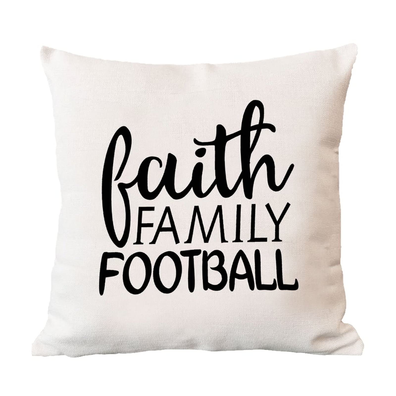 Faith Family Football Bible Verse Cushion Cover - Religious Christmas Christian Throw Pillow Case for Sofa, Bed - Modern Farmhouse Home Decor - Perfect Gift for Birthday, Holidays & Cozy Home Accents