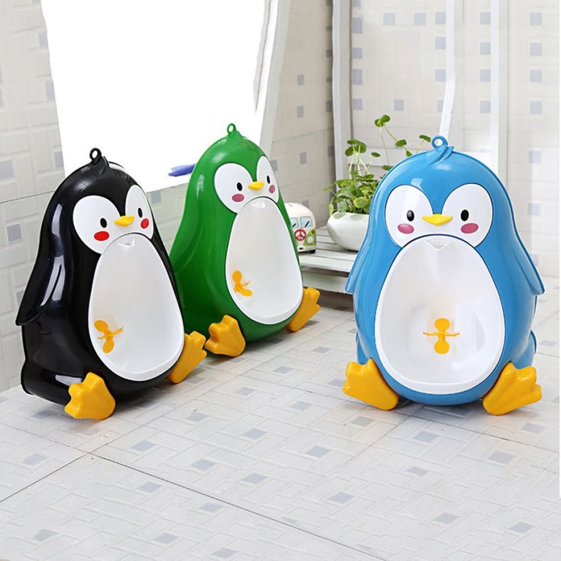 **Cartoon Penguin Toddler Potty Training Urinal for Boys - Funny Aiming Target, Standing Toilet Urinal for Baby Boys - Perfect for Home, Nursery & Travel**