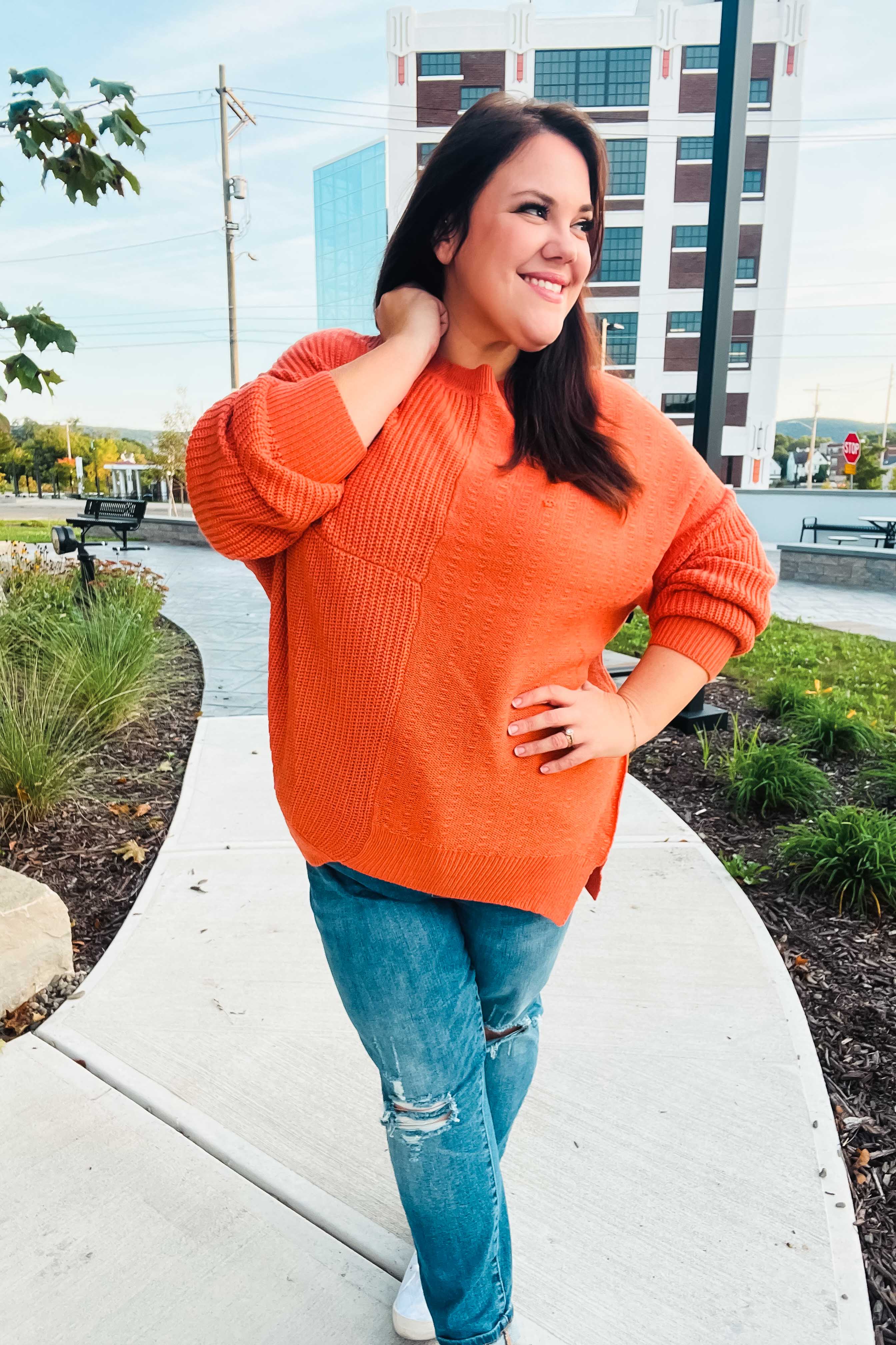 Cozy Pumpkin Asymmetrical Knit Sweater for Women | Fall Fashion Trendy Oversized Pullover | Perfect for Autumn Outfits, Halloween Parties & Cozy Season Layering