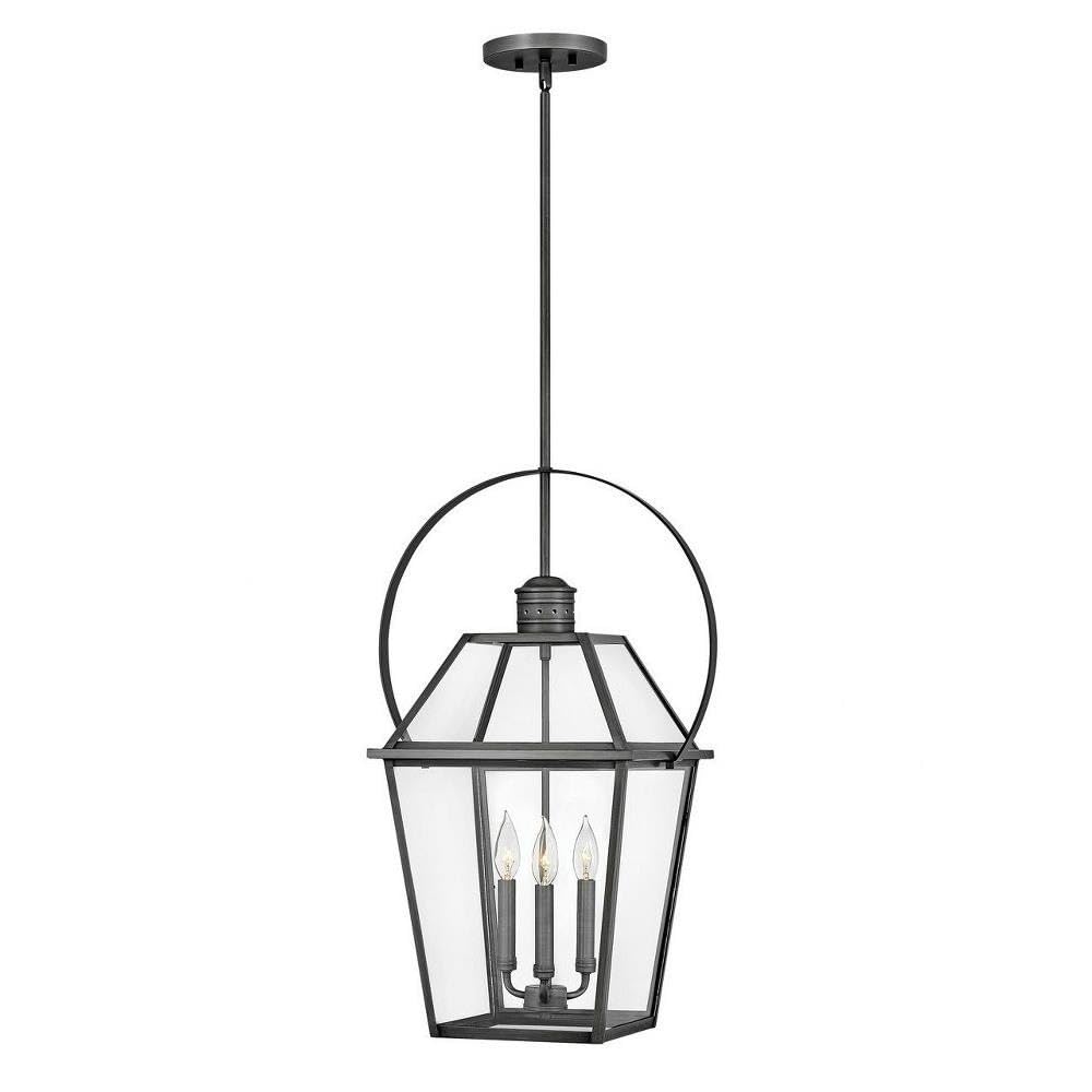 3-Light Outdoor Hanging Lantern with Rustic Metal Finish - Perfect for Patio, Garden, and Porch Lighting (Model: 81-Bel-4160166)