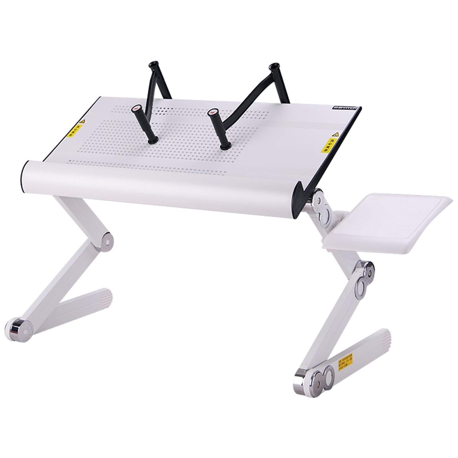 Adjustable Laptop Bed Desk - Foldable Portable Standing Computer Table with Breakfast Tray, Notebook Stand for Home Office, Reading in Bed, Sofa & Floor Use - Kids Friendly (White)