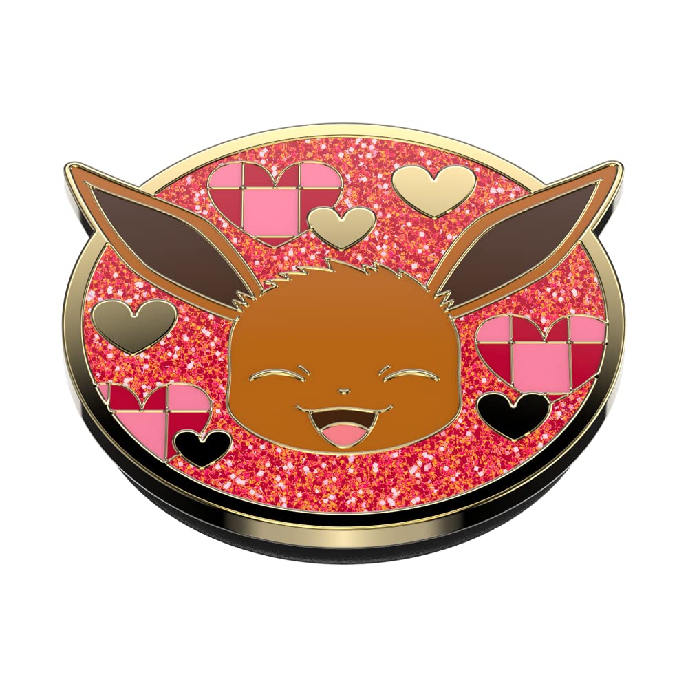 PopSockets PopGrip with Interchangeable Top - Pokémon Eevee XOXO Enamel Design - Phone & Tablet Stand, Grip Holder for iPhone, Samsung - Perfect for Gaming, Selfies, and Hands-Free Viewing