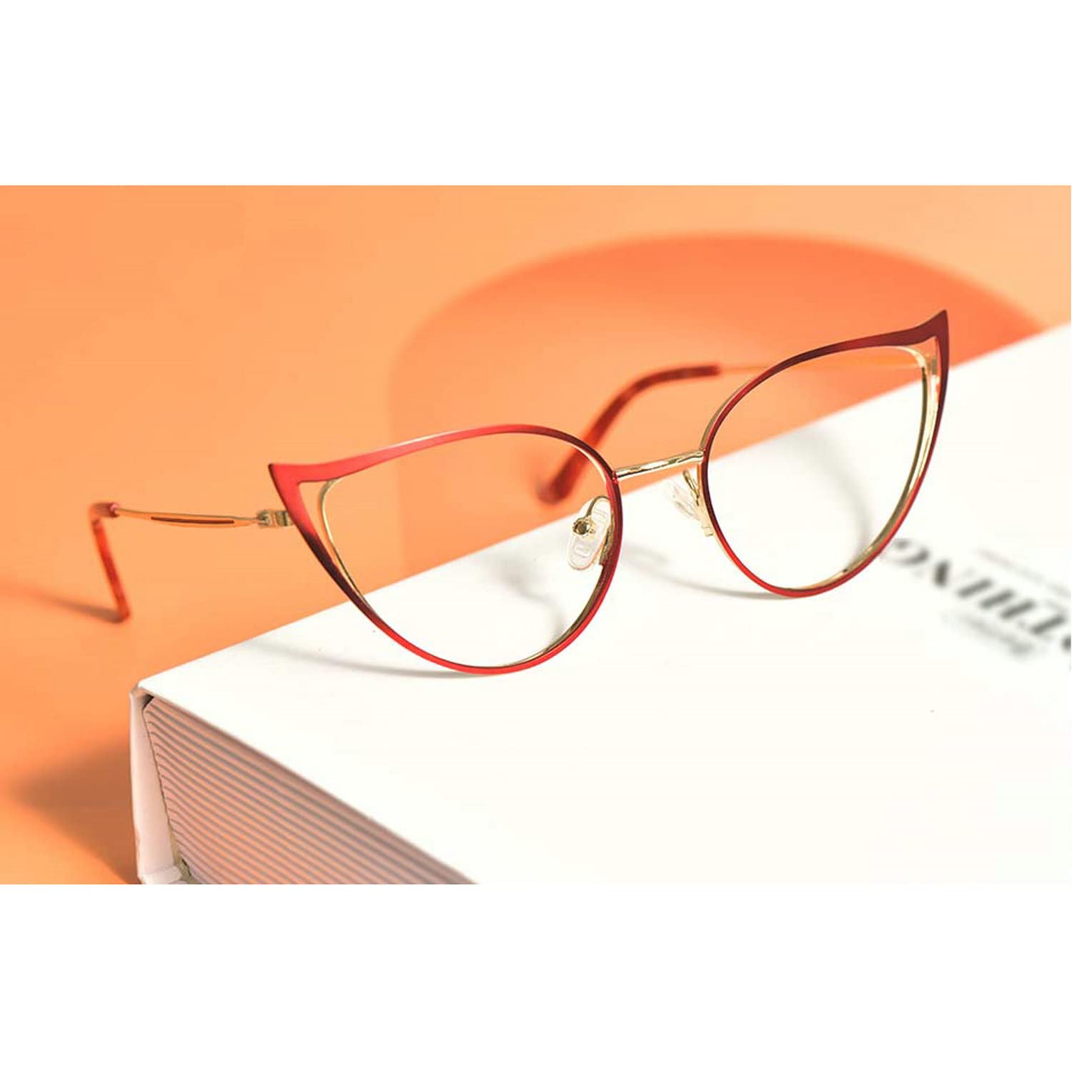 Stylish Cat Eye Blue Light Blocking Glasses for Women - Fashionable Metal Optical Frames for Computer Use, Reading & Office Work