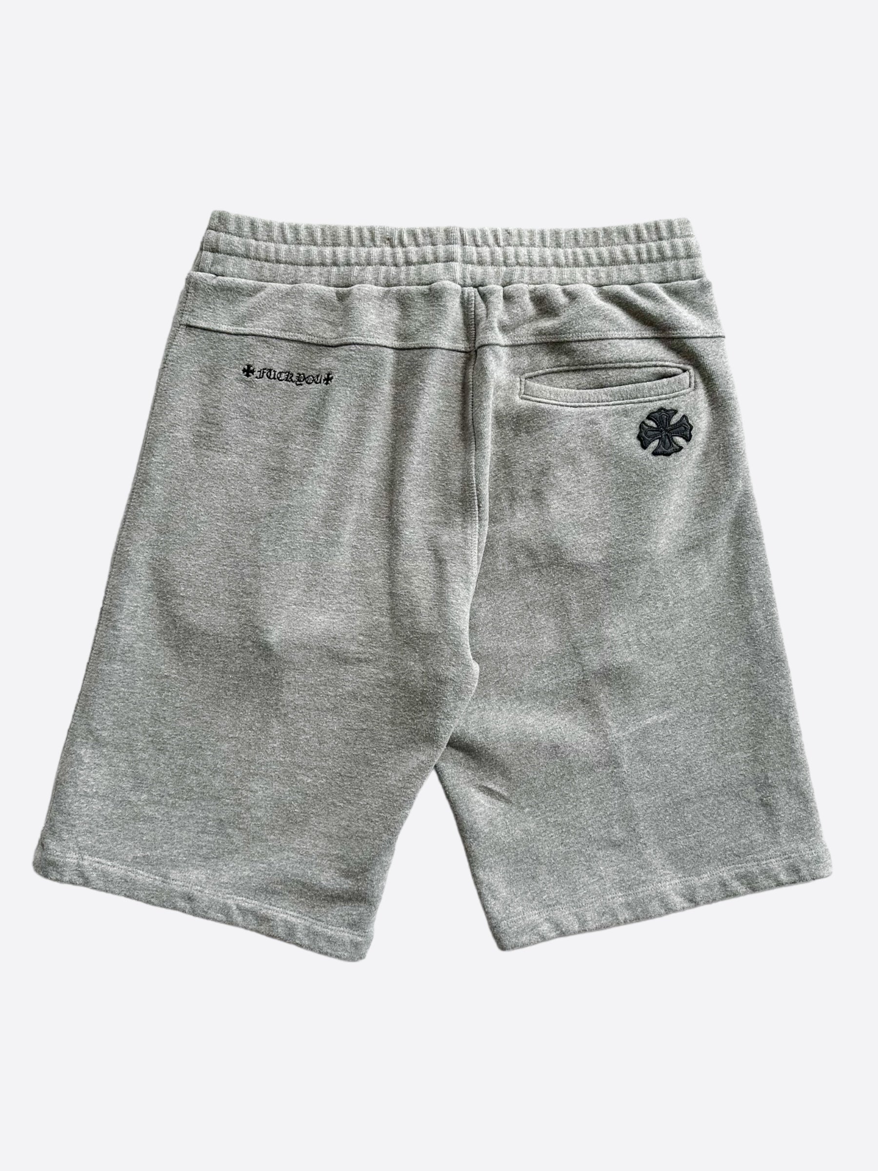 Chrome Hearts Grey Cross Patch Shorts - Stylish Gothic Streetwear for Men & Women | Perfect for Casual Outfits, Concerts, and Night Out