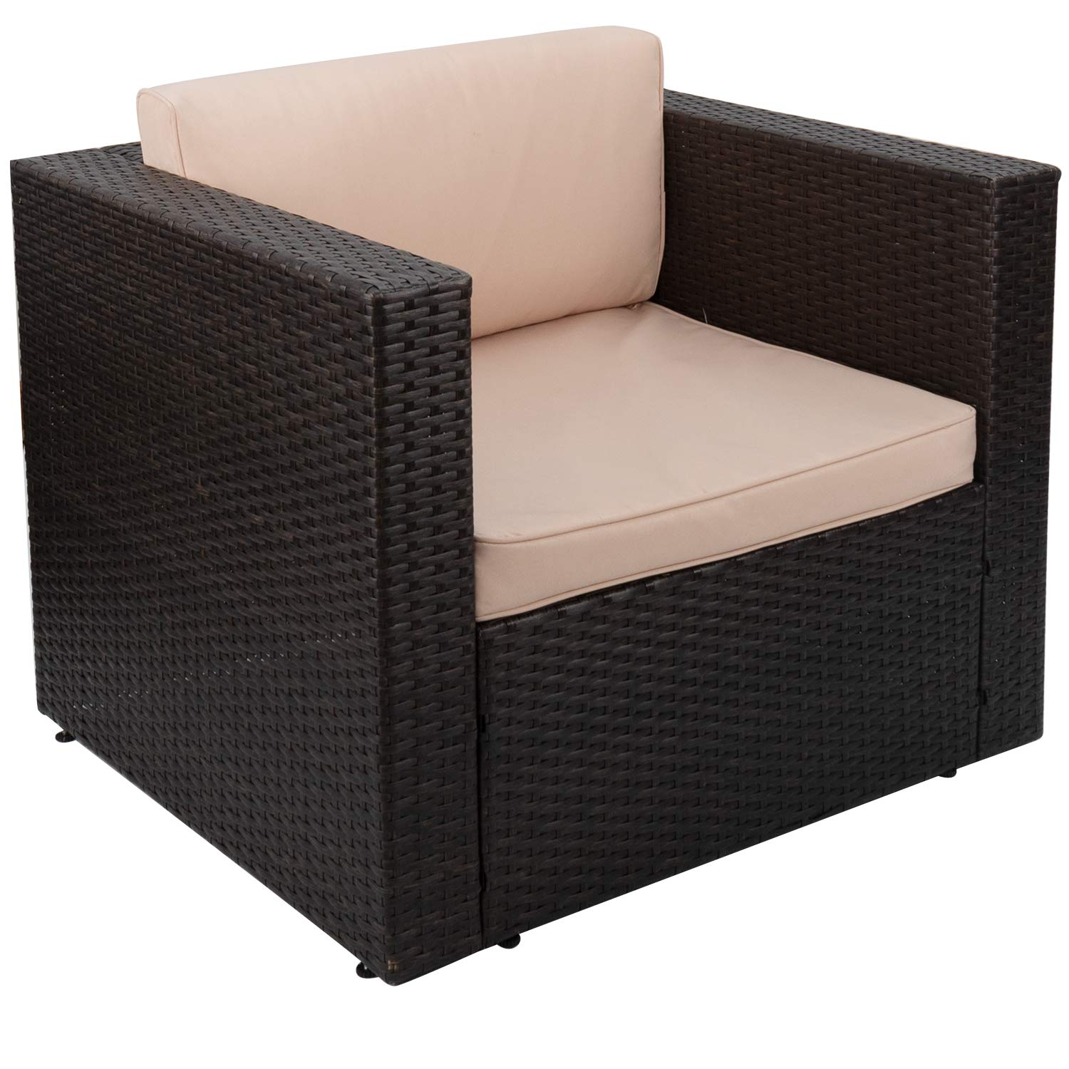 **Homall All-Weather PE Rattan Wicker Patio Chair with Cushions – Outdoor Single Sofa for Lawn, Poolside, Backyard & Garden Relaxation**