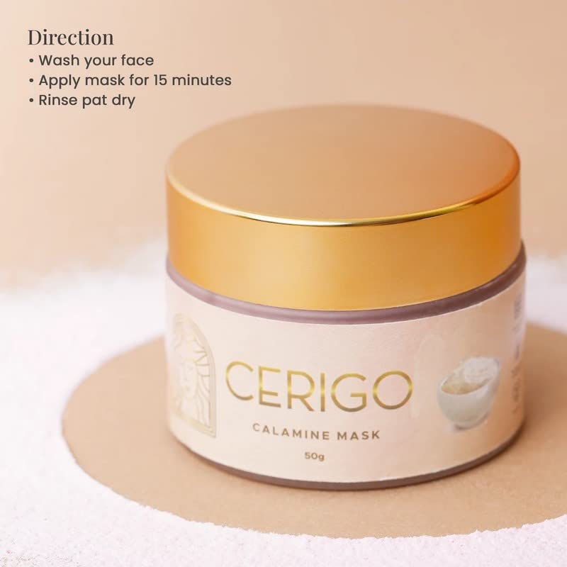 CERIGO Calamine Mask 50g - Soothing Facial Treatment for Acne, Irritation & Oily Skin | Perfect for Daily Skincare & Post-Sun Care