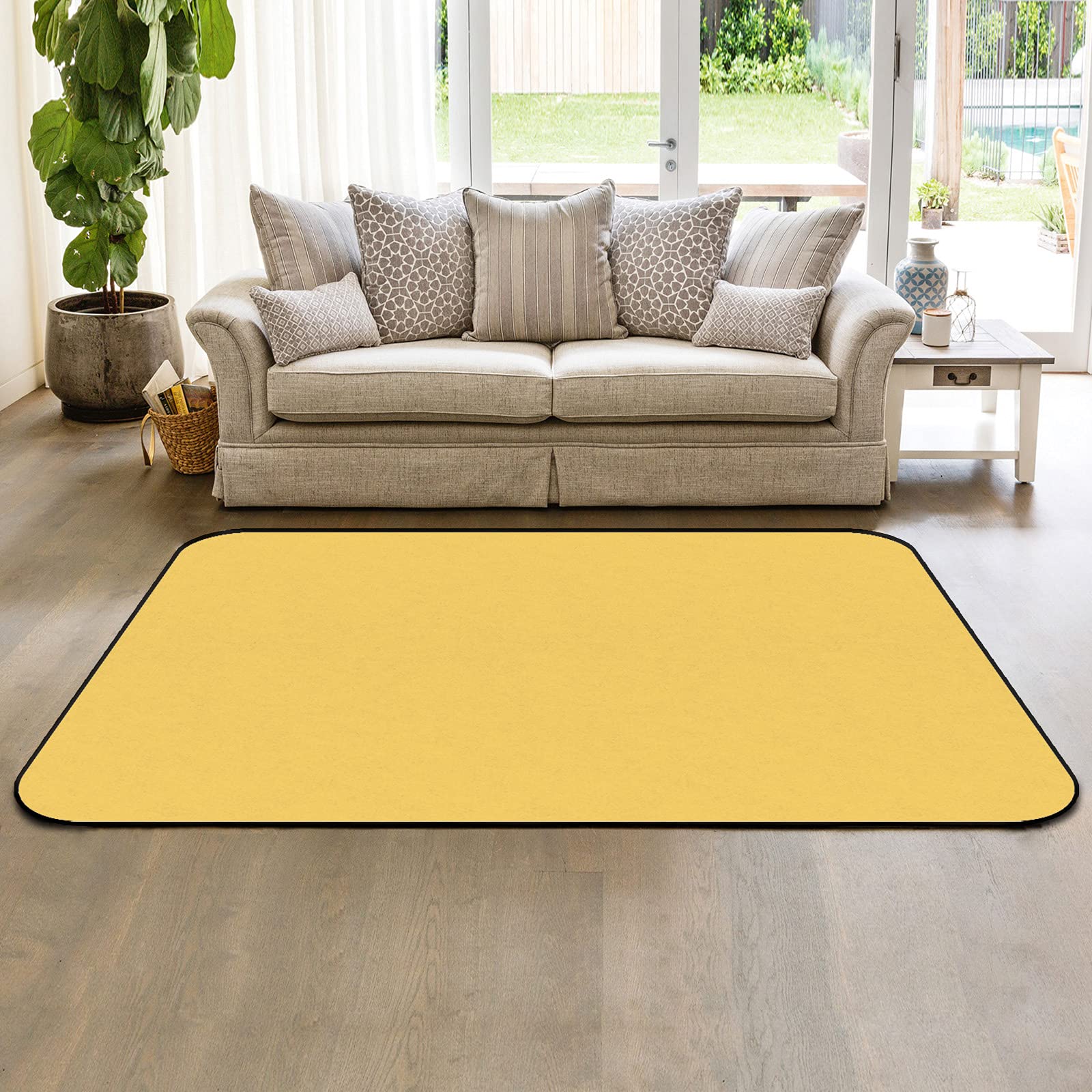 5' x 8' Modern Yellow Solid Color Area Rug - Soft Nursery Carpet for Kids, Durable Indoor/Outdoor Floor Mat for Living Room, Bedroom, Playroom - Perfect for Home Decor and Child-Friendly Spaces