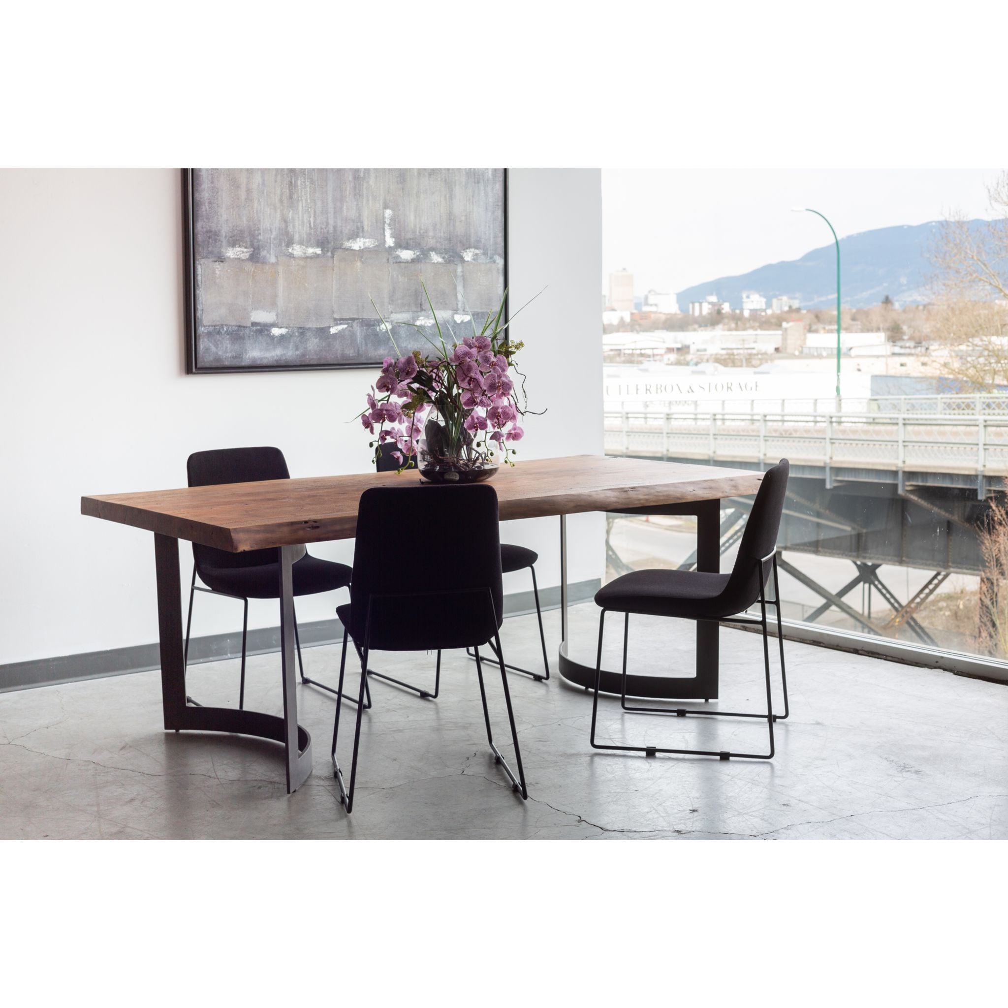 Smoked Bent Dining Table - Modern Wooden Dining Table for Small Spaces, Kitchen & Breakfast Nook - Perfect for Apartments & Cozy Homes
