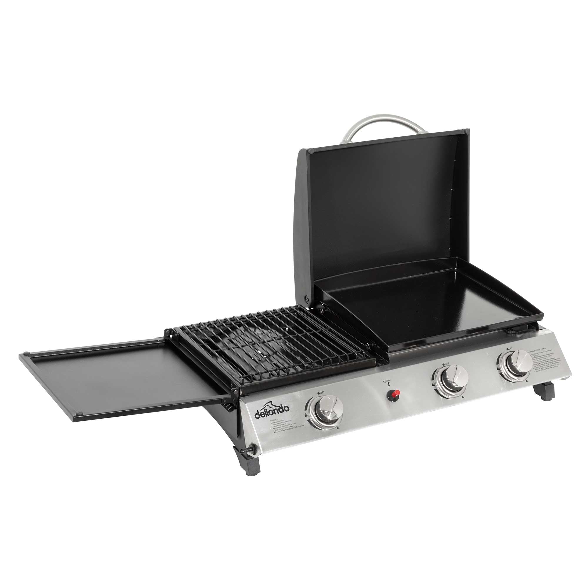 2+1 Burner Portable Gas Grill & Griddle - 8.5kW Stainless Steel Outdoor BBQ Hot Plate for Camping, Tailgating & Backyard Cooking (Model DG276)