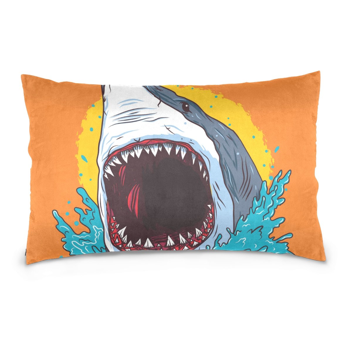 ALAZA Cooper Girl Cartoon Shark Pillow Cover - 20x36 Inch Soft Cotton Zipper Case for Sofa, Bed, Couch | Kids Room Decor, Birthday Gift, Home Accessories