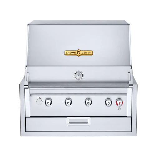 Crown Verity IBI30NG Infinite Series 30-Inch Built-In Natural Gas Grill with Roll Dome, Bun Rack & Cover - Perfect for Outdoor Kitchen, Backyard BBQ, and Patio Entertaining