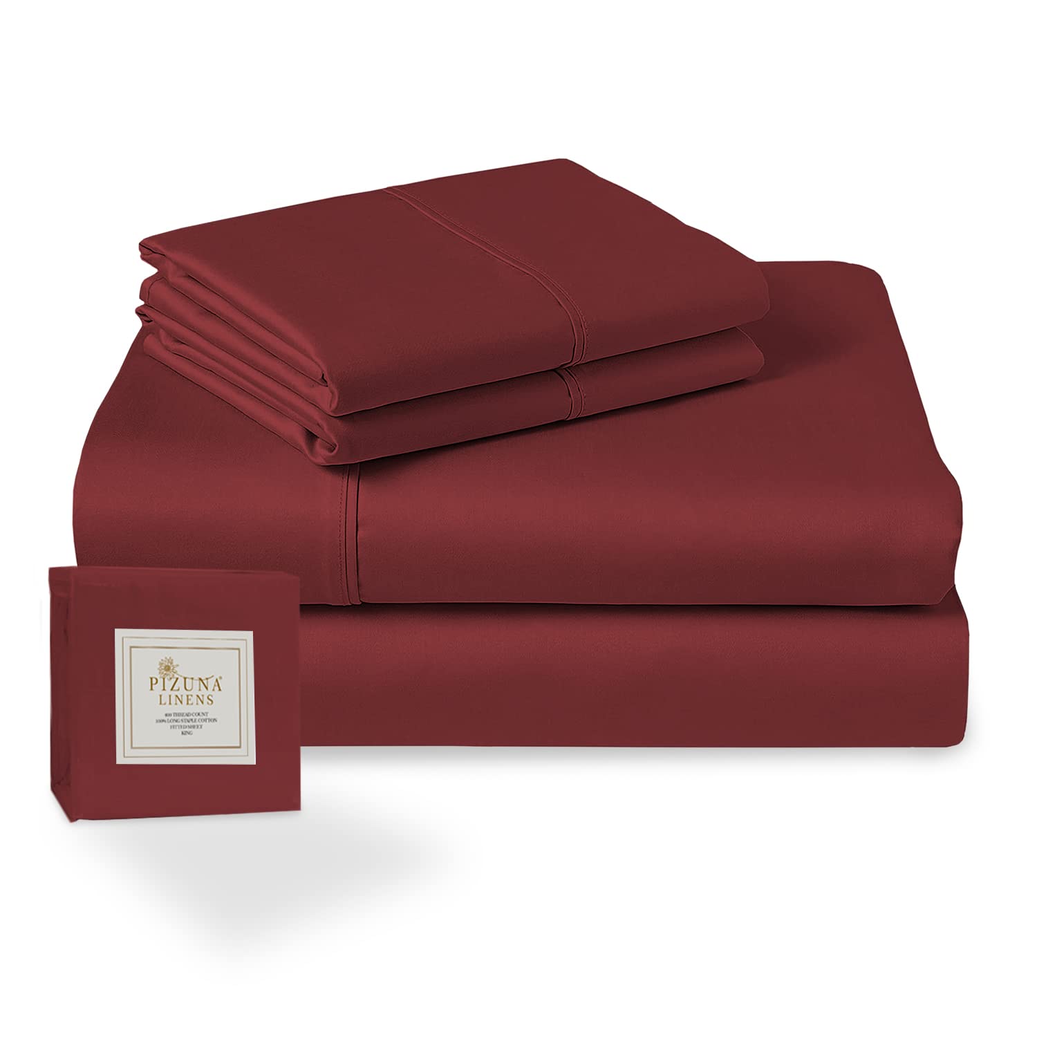Pizuna 400 Thread Count 100% Long Staple Cotton Twin XL Sheet Set - Luxurious Sateen Weave Deep Pocket Fits Up to 15