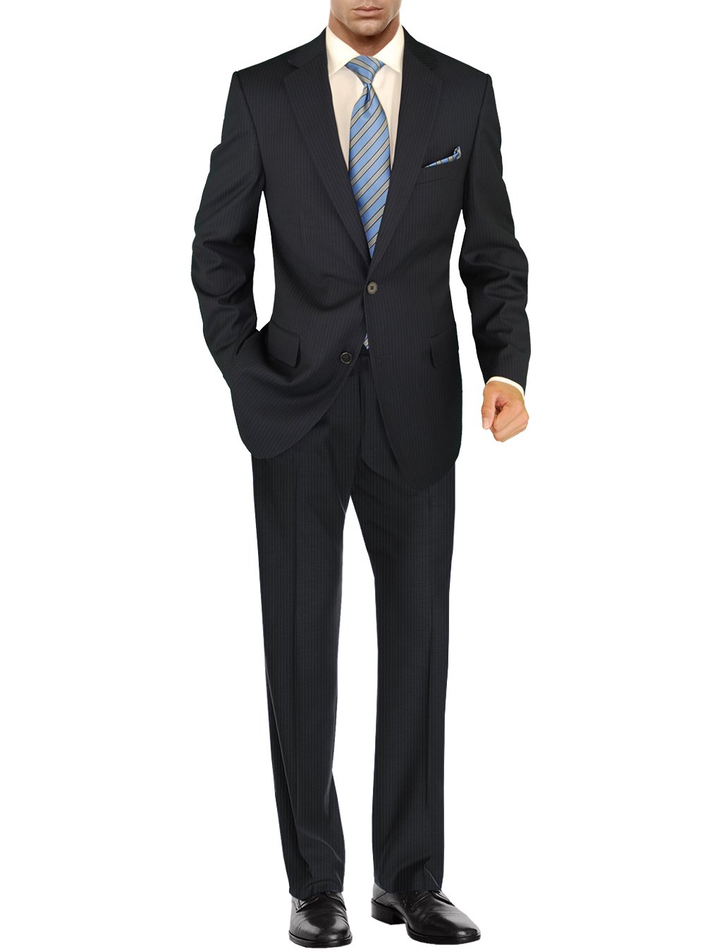 Salvatore Exte Men's Modern Two-Button Suit Set - Striped Jacket & Pants | Business Formal Attire, Office Wear, Wedding & Special Occasions