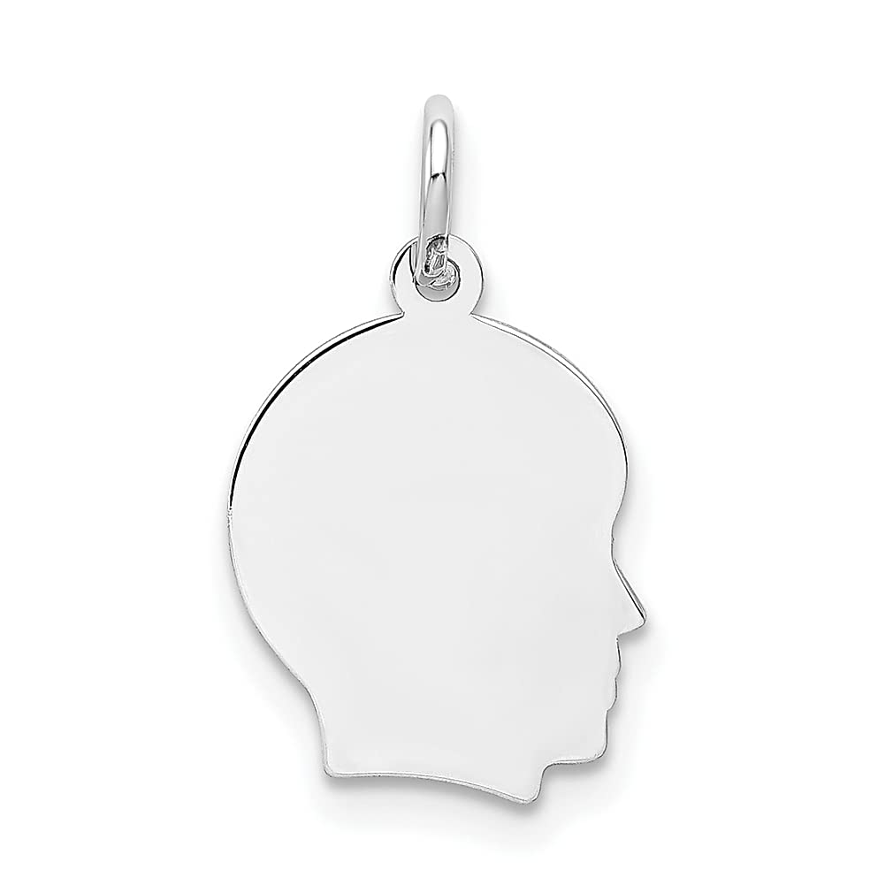 14K White Gold Engravable Baby Boy Charm Necklace Pendant - Small .009 Depth Right-Facing Disc - Personalized Jewelry Gift for Women, Mothers & Grandmothers (Perfect for Baby Showers, Christenings & Mother's Day)