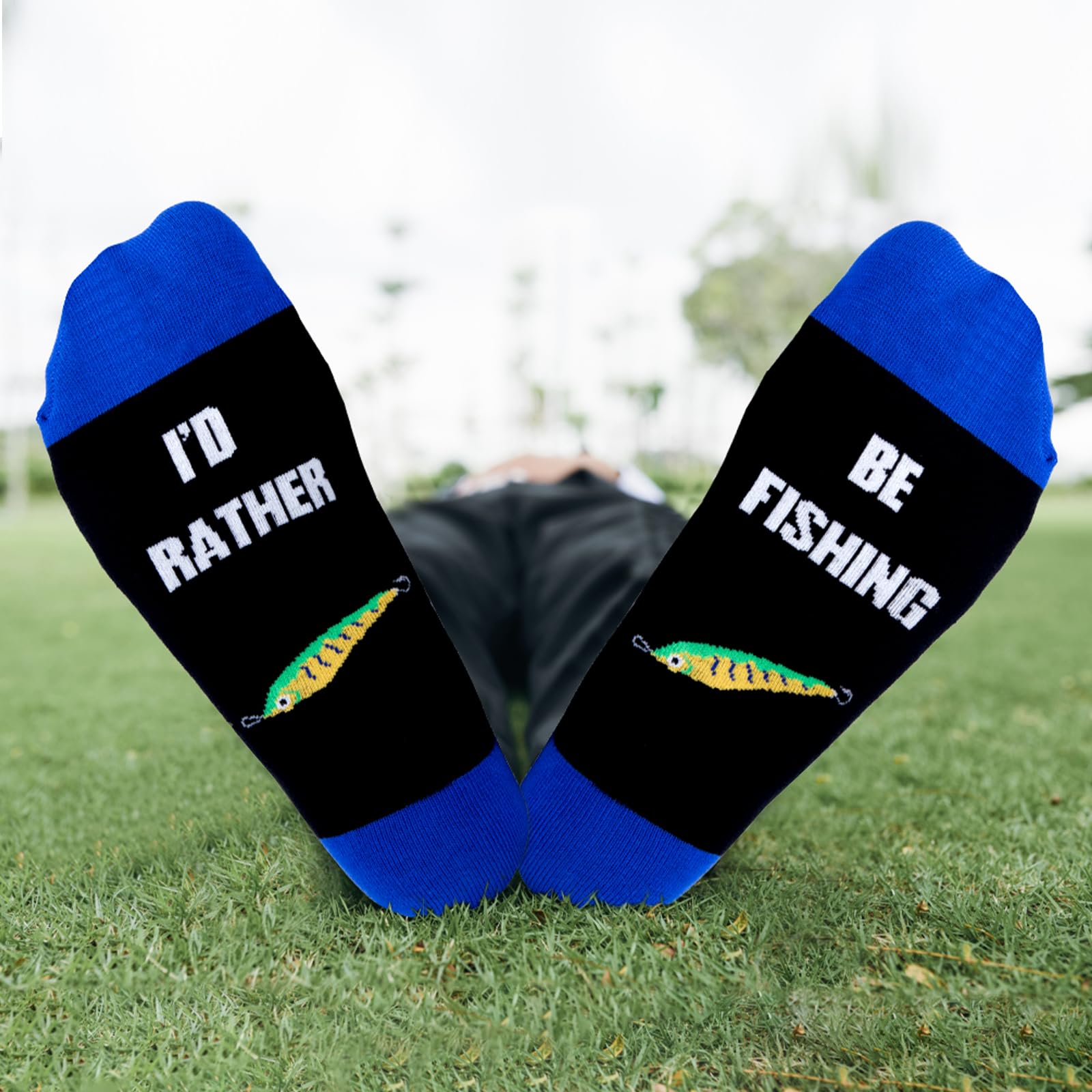 GOAUS Funny Fishing Hat & Socks Set - Best Gifts for Men, Dad, Husband, Boyfriend, Grandpa - Perfect Christmas Stocking Stuffers for Fishing Enthusiasts - Great for Outdoor Activities, Fishing Trips & Birthday Presents