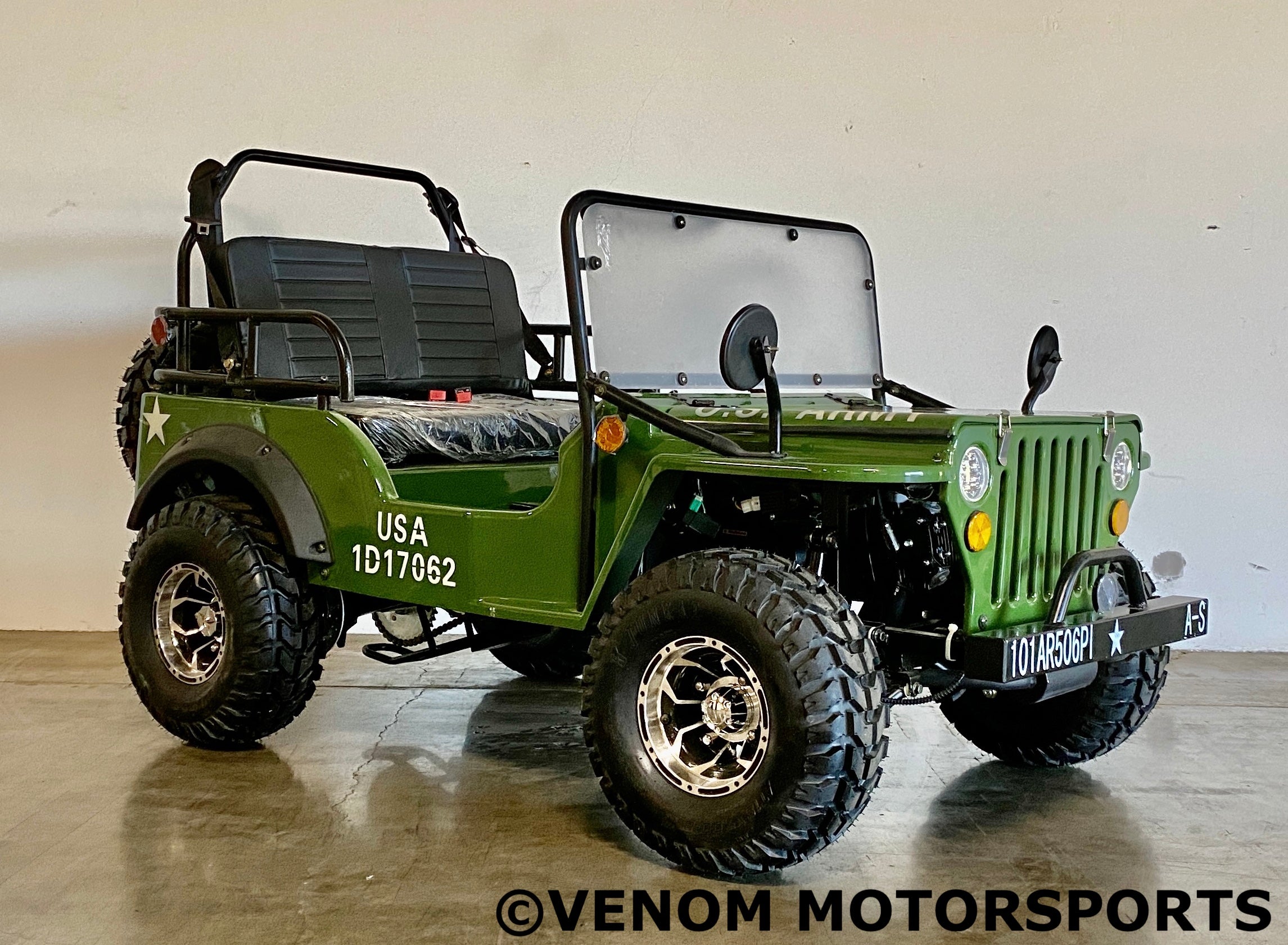 Venom Mini Jeep 125cc 2-Seater Off-Road Vehicle - Willys Edition with 3-Speed Transmission | Perfect for Kids & Adults, Backyard Adventure, Camping & Trail Riding