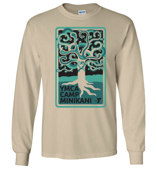 Minikani Long Sleeve Reversible T-Shirt with Tree Print - Comfortable Two-Sided Casual Wear for Men & Women - Perfect for Outdoor Activities, Travel and Daily Fashion