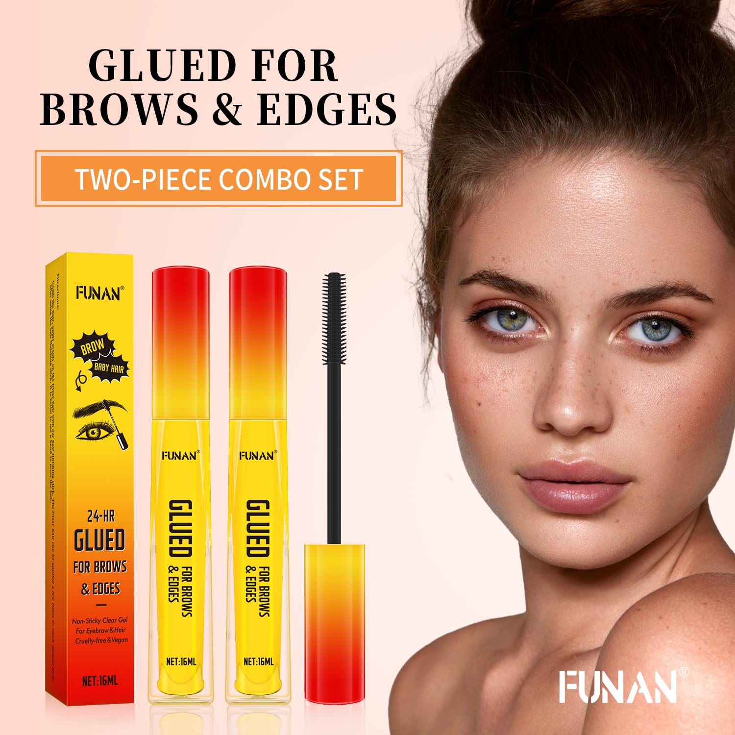 FUNAN Clear Eyebrow Gel - Strong Hold Brow & Edge Styler, 16ml (2 Pack) - Perfect for Defined Brows & Sleek Hairstyles for Work, Parties & Everyday Wear