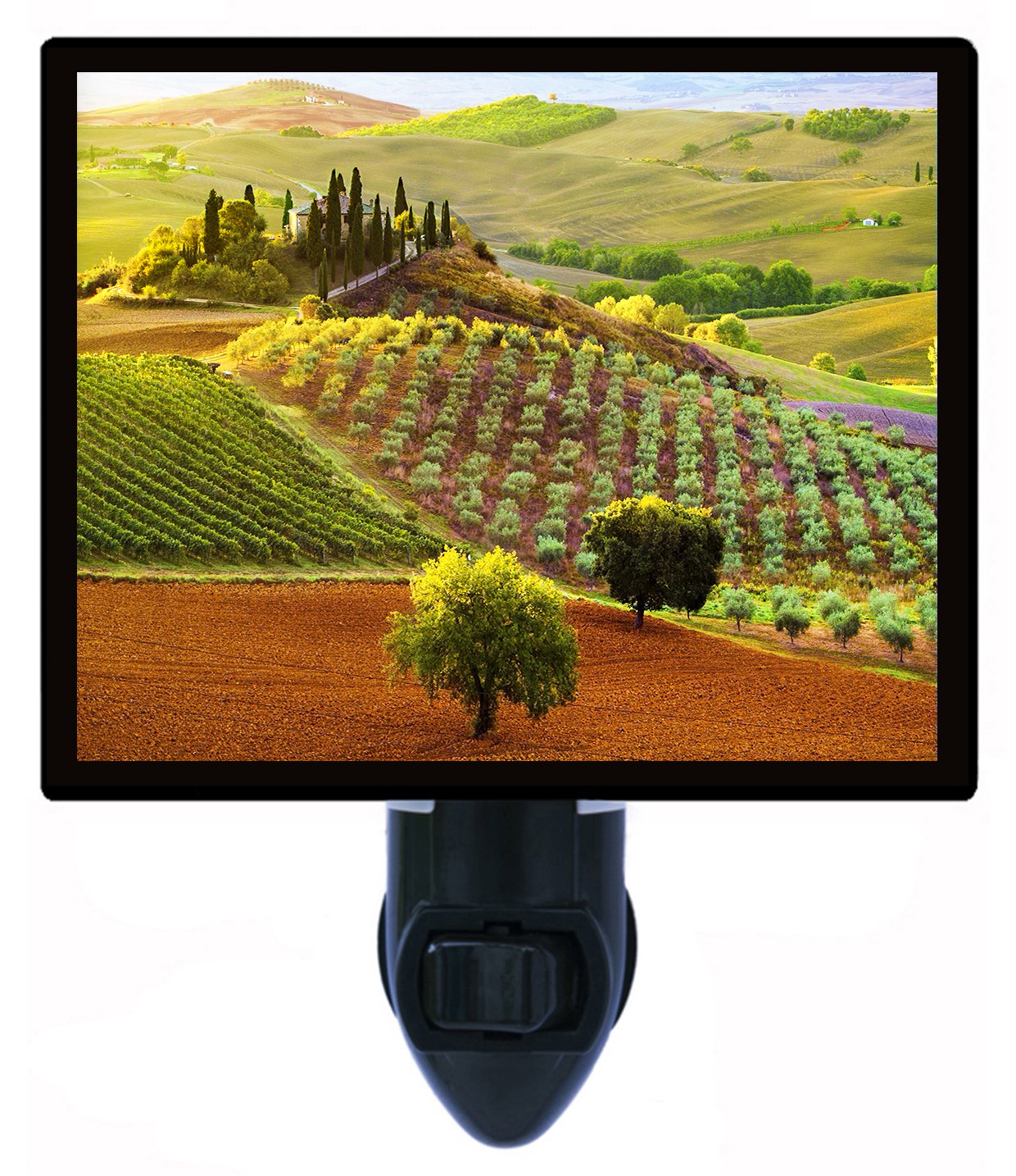 Tuscan Landscape Night Light - Italian Villa & Winery Themed LED Night Light for Bedroom, Nursery, or Bar Decor