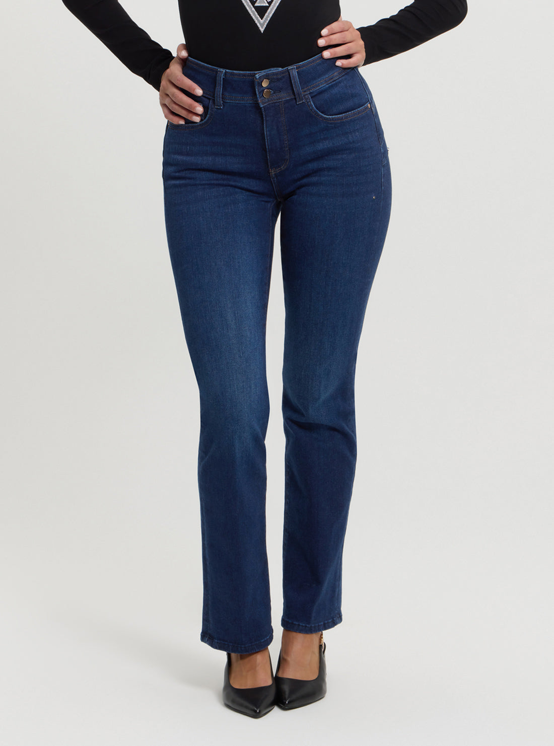 Blue Shape Up Straight Leg Jeans for Women - Dark Wash Denim Pants | Perfect for Casual Wear, Office & Date Night Outfits