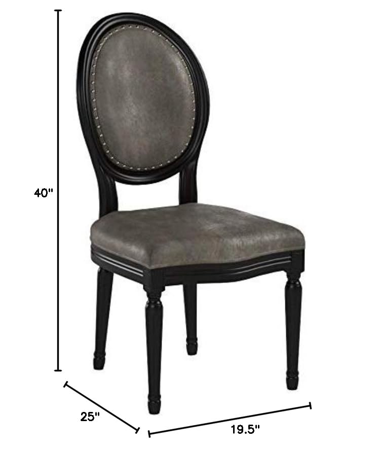 Christopher Knight Home Leroy Traditional Velvet Dining Chairs with Gloss Black Legs, Set of 2, Grey & Black - Elegant Seating for Formal Dining Rooms, Kitchen Tables & Home Offices