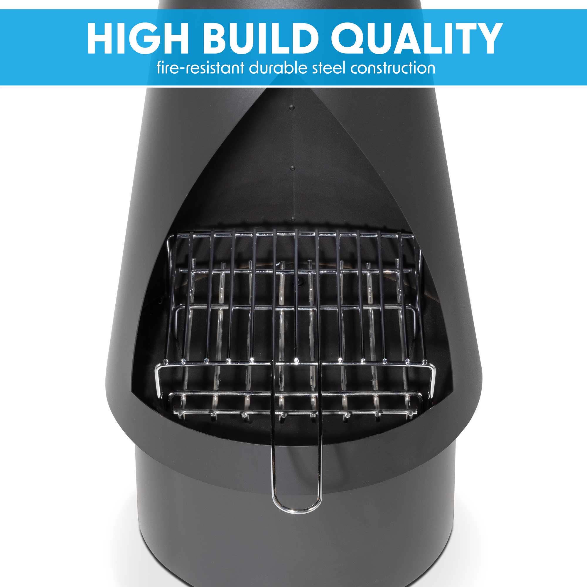 Black Steel Outdoor Chiminea Fireplace & Fire Pit - DG109 for Patio, Garden, and Backyard Gatherings