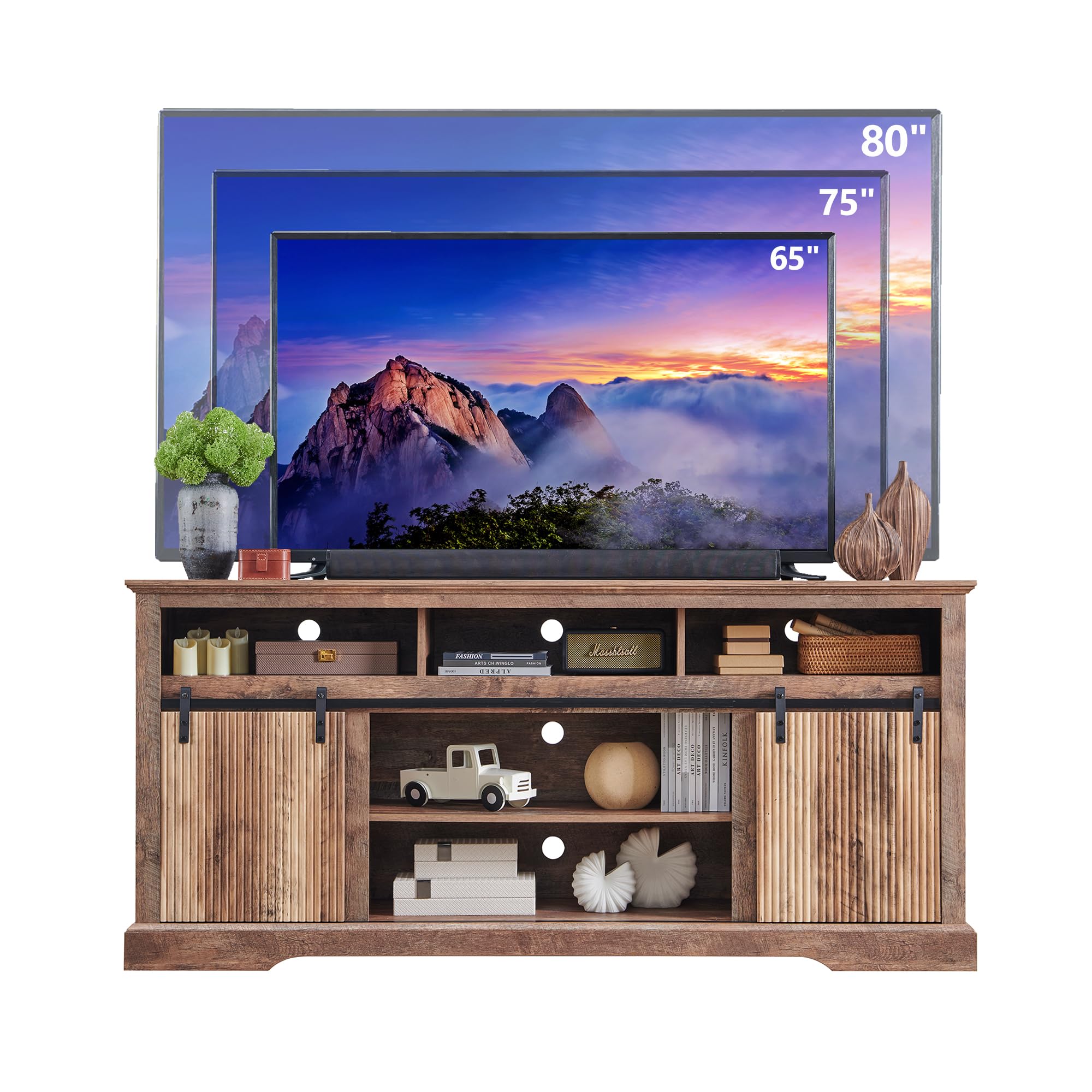 Modern Fluted TV Stand for 80 Inch TVs - 32