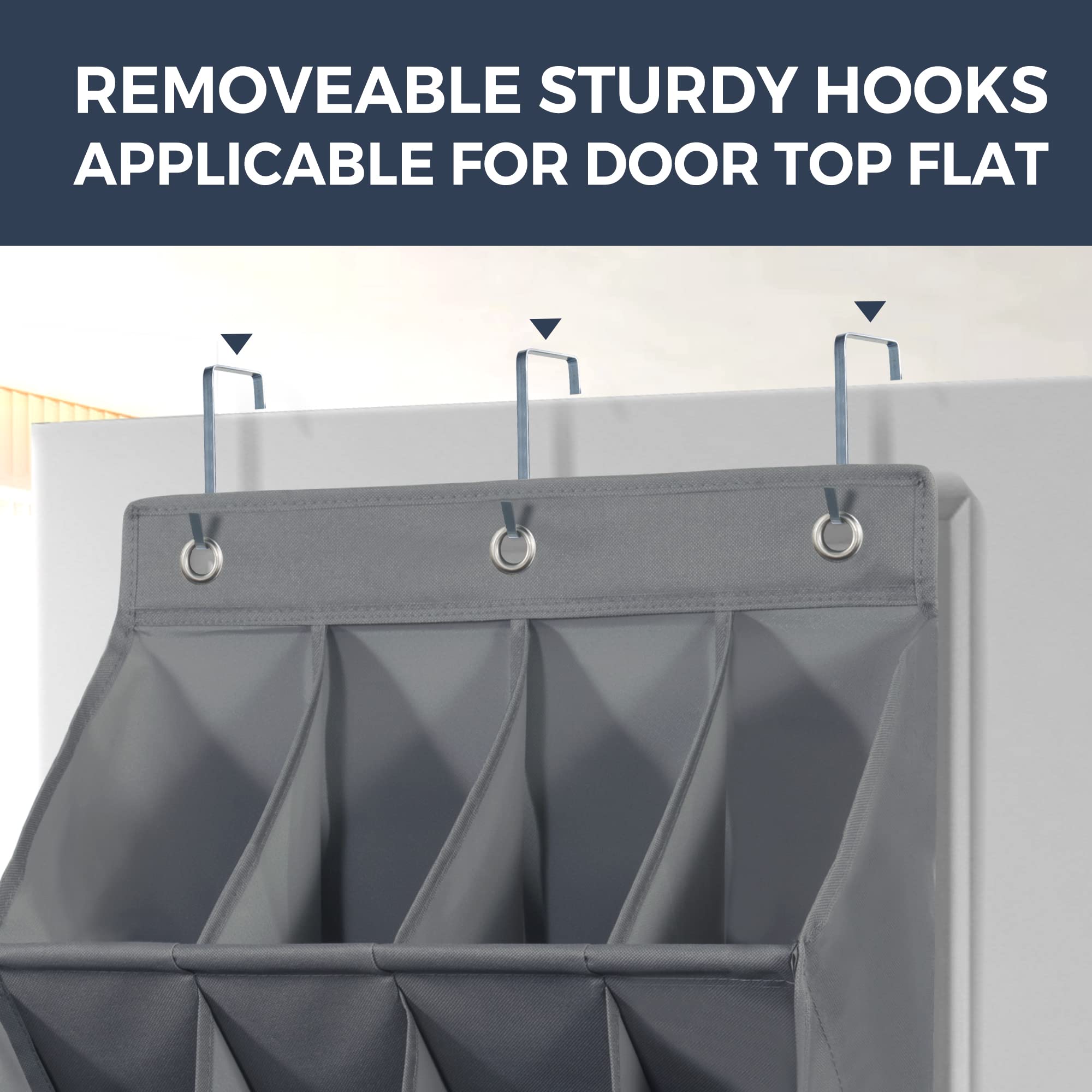 2 Pack Over the Door Shoe Organizer with 8 Large & 4 XL Deep Pockets - Space Saving Hanging Closet Storage for Shoes, Accessories & More - Perfect for Bedrooms, Dorms & Small Spaces (Gray)