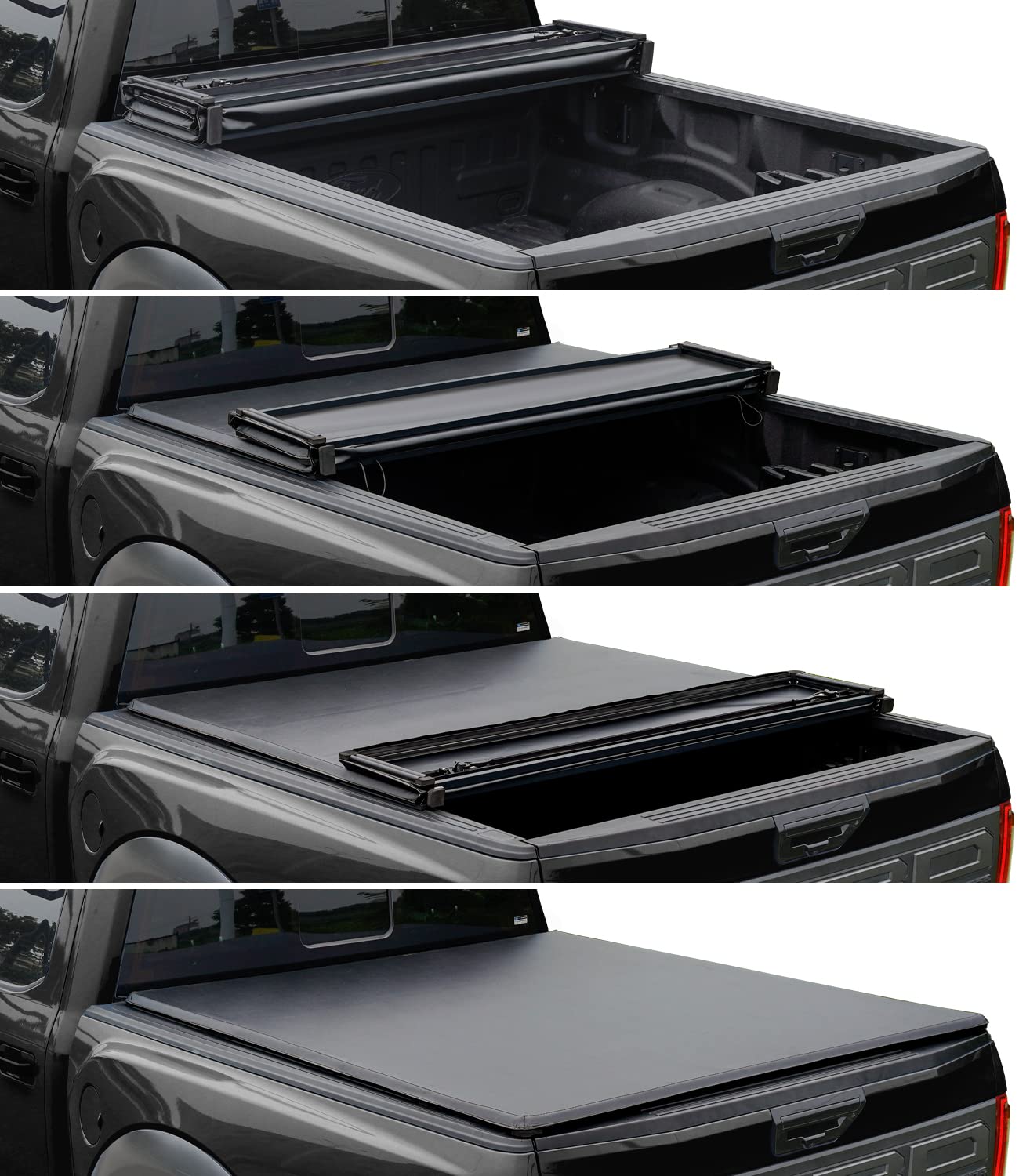 5.8ft Soft Quad-Fold Truck Bed Cover for 2007-2025 Chevy Silverado & GMC Sierra 1500 Fleetside | Waterproof Tonneau Cover | Durable & Easy Installation | Perfect for Camping, Hauling & Outdoor Adventures
