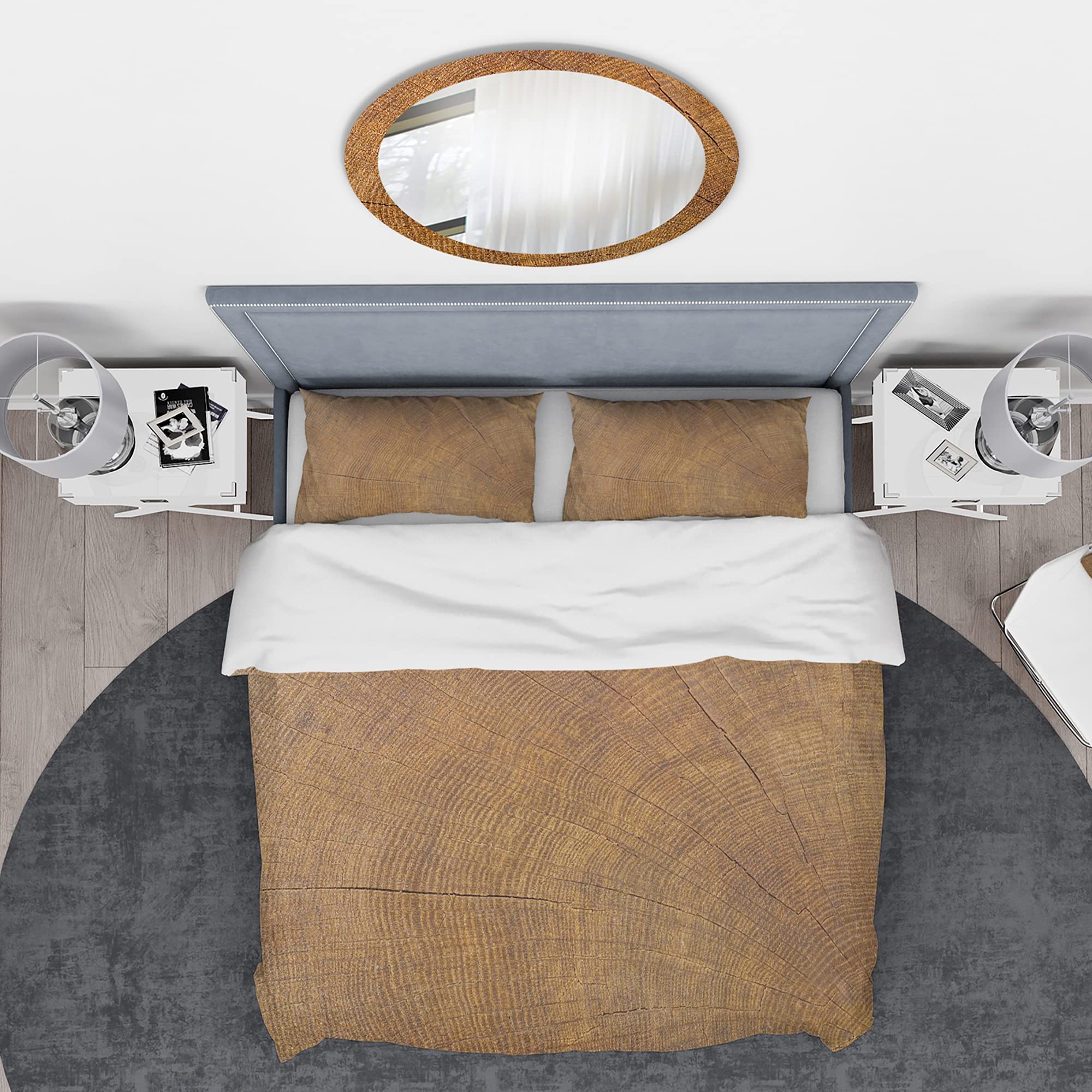 DesignQ 'Concentric Annual Tree Rings' Abstract Duvet Cover Set - King Size 3-Piece Bedding Set with Pillow Shams - Modern Geometric Pattern for Master Bedroom & Guest Room Decor