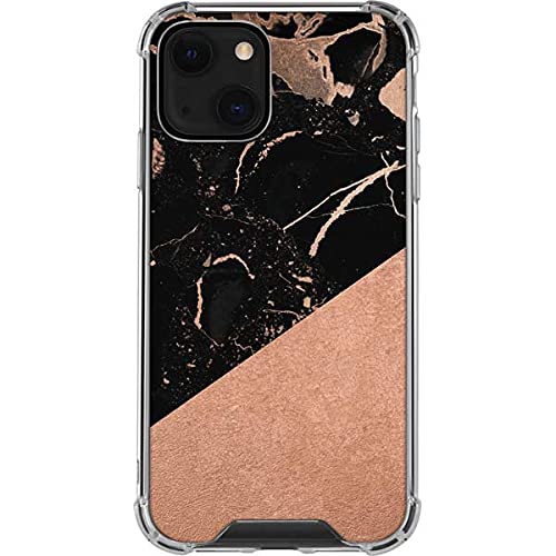 Skinit Clear Phone Case for iPhone 13 Mini - Black & Rose Gold Marble Split Design | Slim Protective Cover | Scratch Resistant | Perfect for Everyday Use, Work & Travel