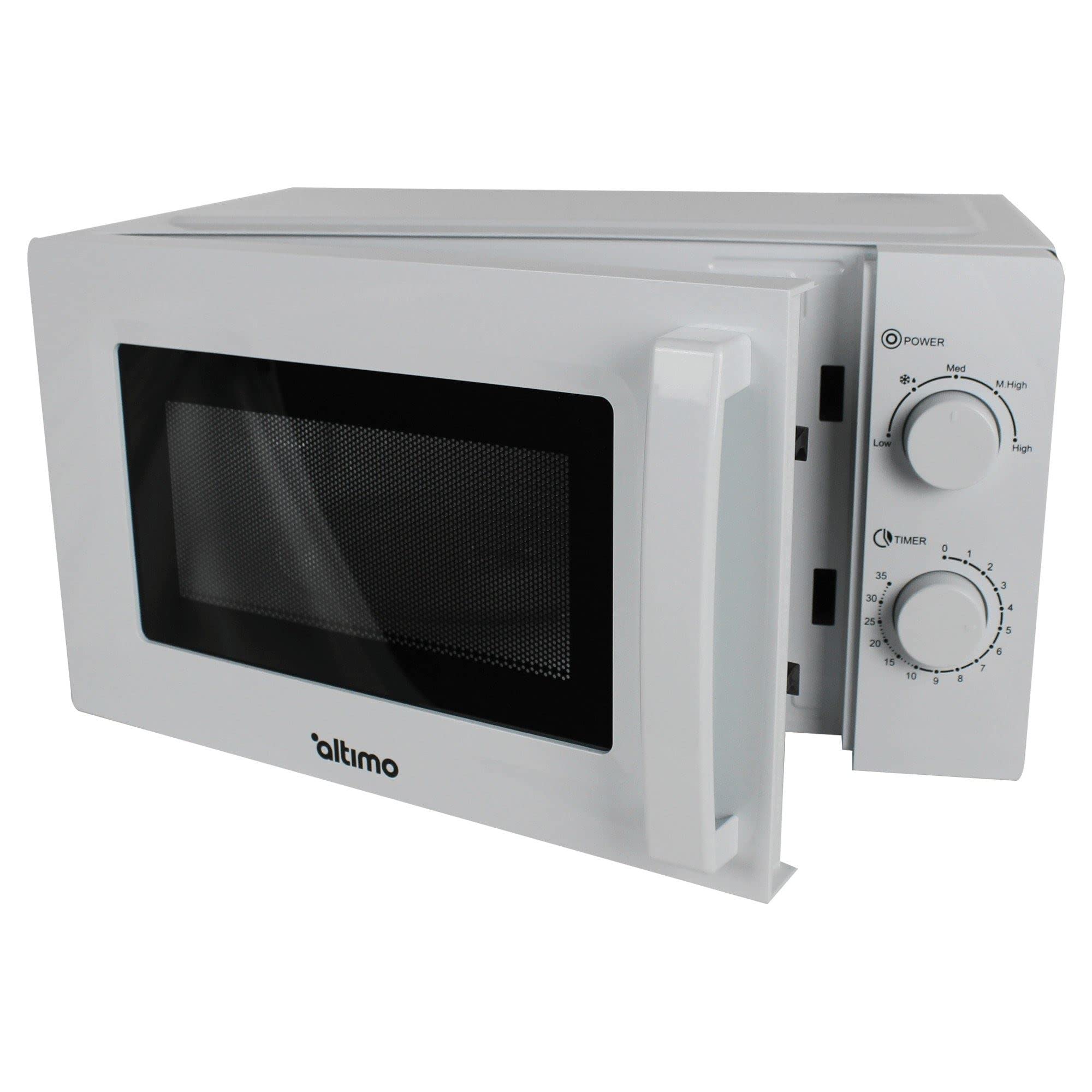 Altimo 700W 20L White Microwave Oven with 5 Power Levels & Quick Defrost - Compact Countertop Microwave for Small Kitchens, Dorms, Offices - Perfect for Reheating Meals, Popcorn & Quick Cooking