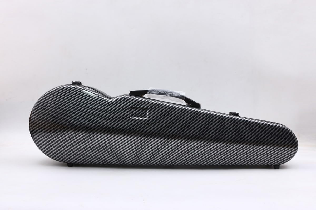 Yinfente 4/4 Carbon Fiber Violin Case - Lightweight & Durable with Thick Padding (Black/White Triangle Design) - Perfect for Professional Musicians & Travel Protection
