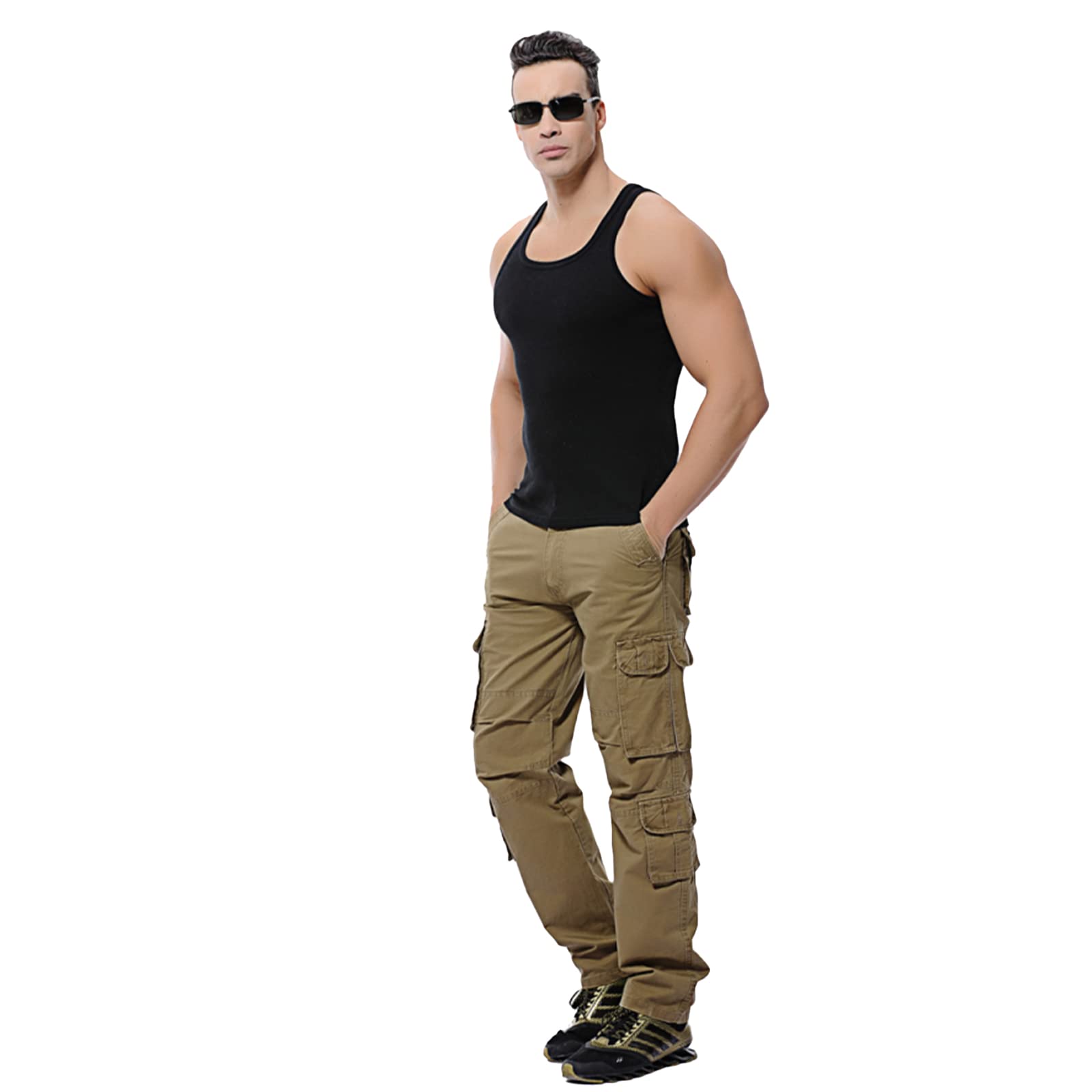 Men's Tactical Cargo Pants - Outdoor Hiking Fishing Jogging Loose Fit Straight Leg Pants with Multiple Large Pockets for Work, Travel & Everyday Wear