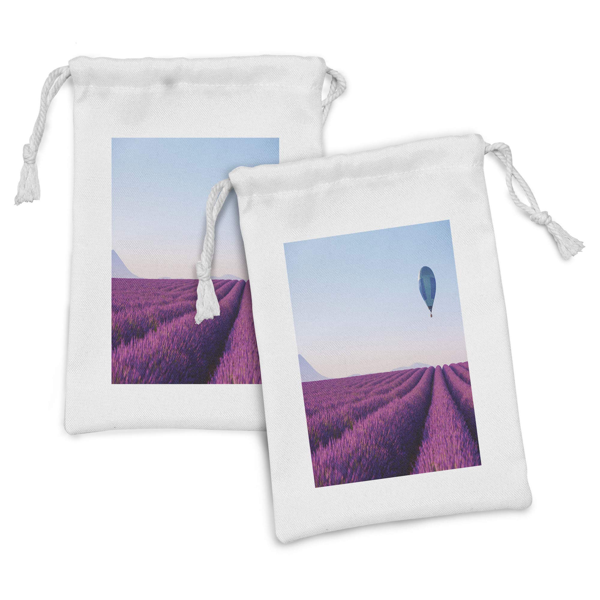 Ambesonne 2-Pack Lavender Flower Field Drawstring Pouch Set - 9