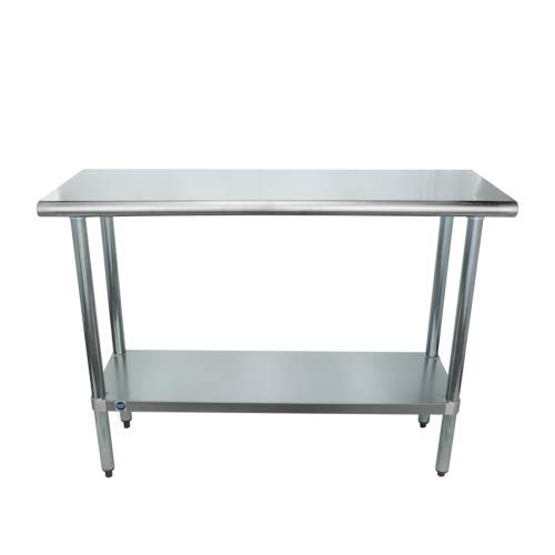 NSF Certified Heavy Duty Stainless Steel Prep Table with Galvanized Shelf & Legs - Commercial Kitchen & Home Use, Optional Wheels for Easy Mobility - Perfect for Restaurant, Bakery, Food Prep & Catering Services