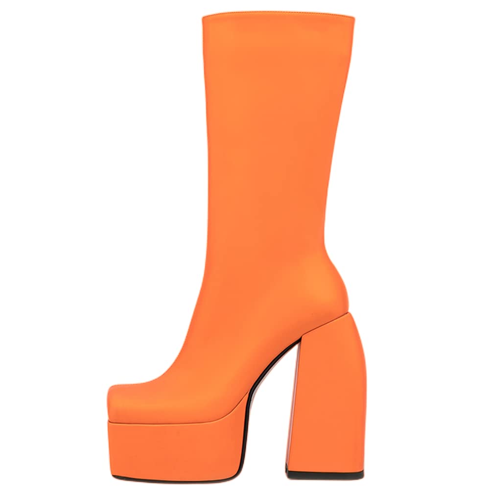 Women's Chunky Heel Platform Boots with Square Toe - Stylish & Comfortable for Fall/Winter Fashion, Parties, and Night Out