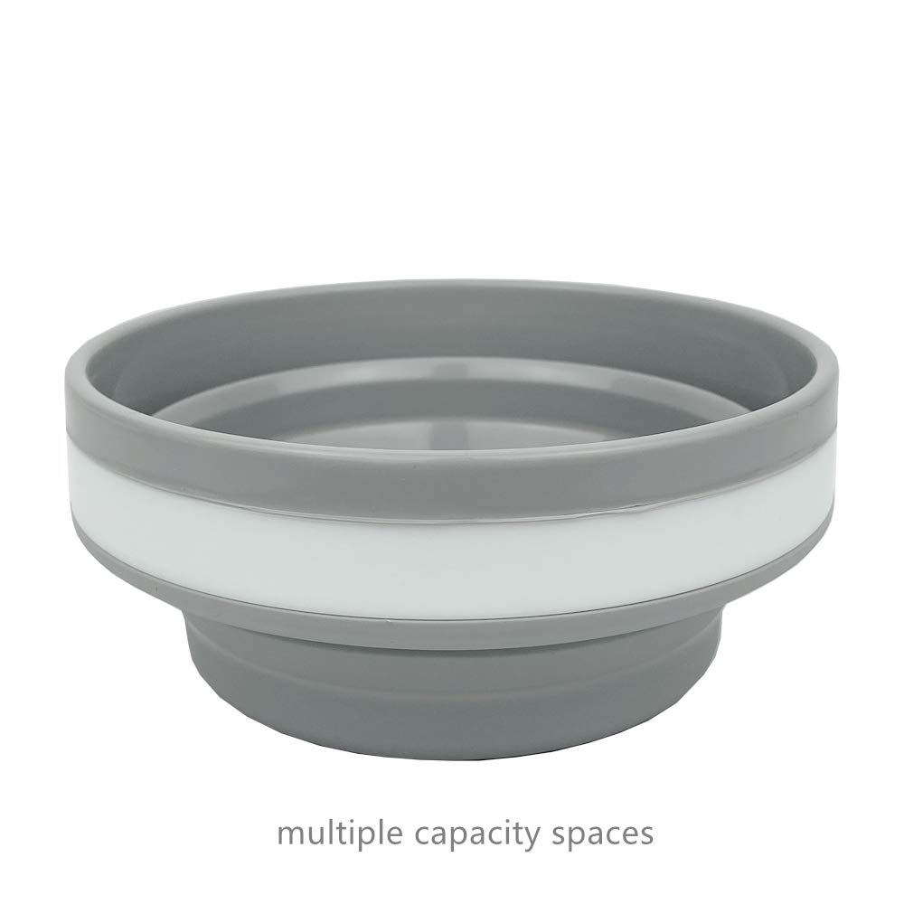 Collapsible Food Storage Containers with Lids - 32oz/950ml Silicone Containers for Travel, Camping & Hiking | Space-Saving, Leak-Proof, BPA-Free | Perfect for Meal Prep, Picnics & Outdoor Adventures (Grey)