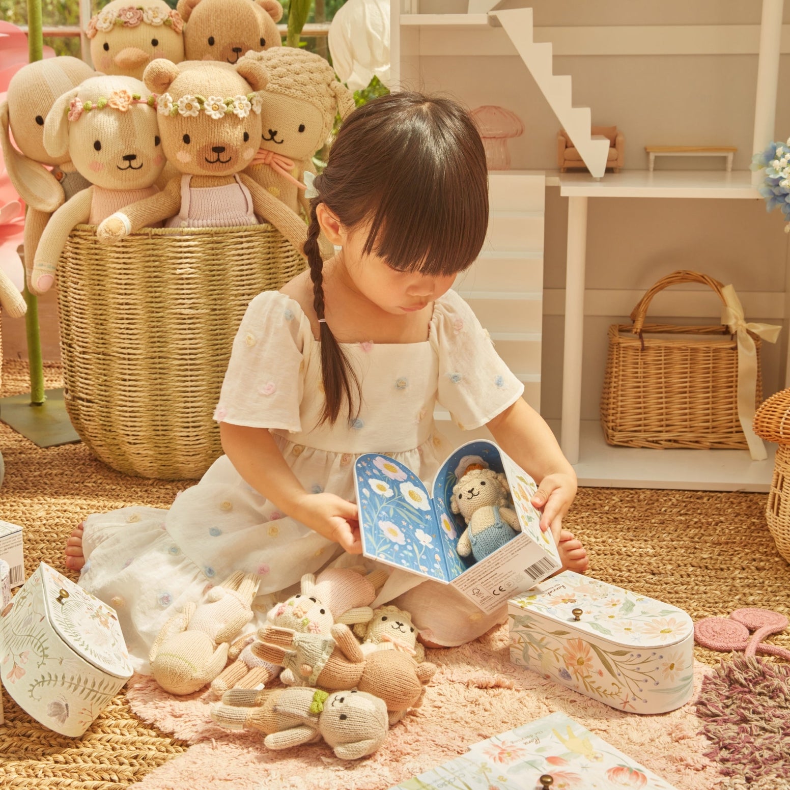 Cuddle + Kind Tiny Sebastian the Lamb Handmade Knit Doll - Supports 10 Meals for Kids | Soft Plush Toy for Babies, Nursery Decor, and Gift Giving