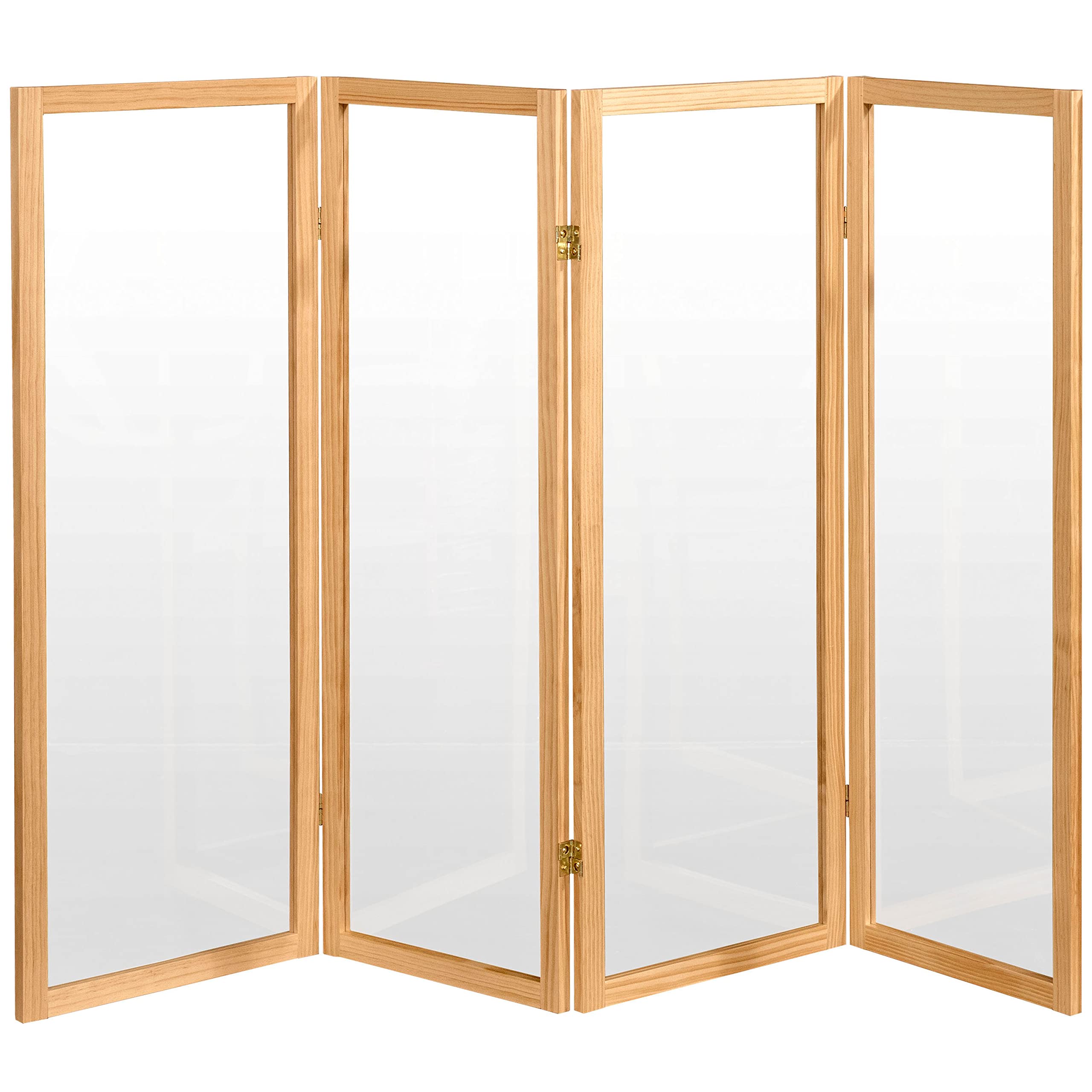 4 ft. Short Clear Plastic Partition - 4 Panel Room Divider for Office, Restaurant & Home Privacy Screens - Lightweight & Durable Acrylic Divider for Social Distancing & Space Separation