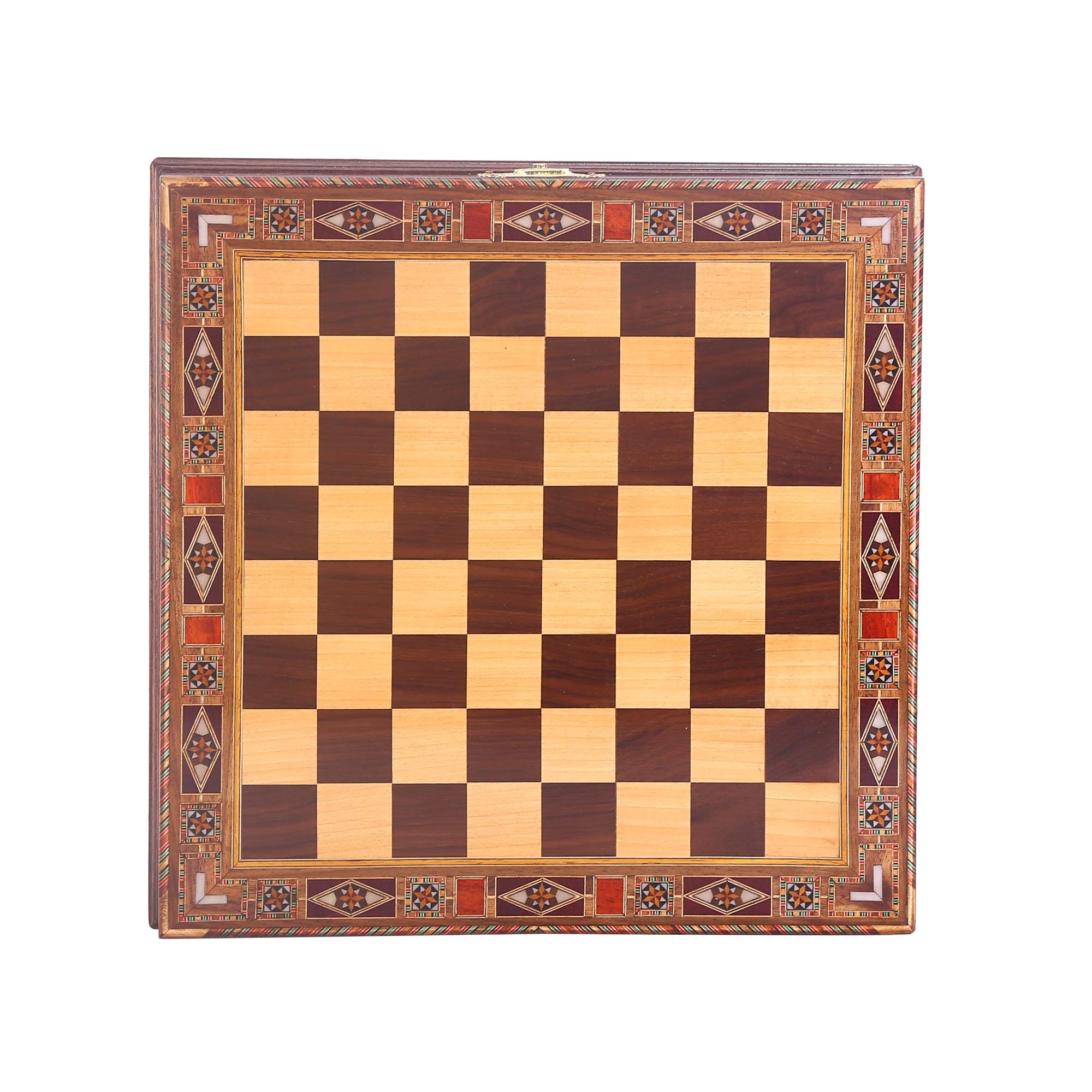 Handmade Medieval British Army Antique Copper Chess Set for Adults with Natural Solid Wooden Board & Pearl Inlay - 2.75