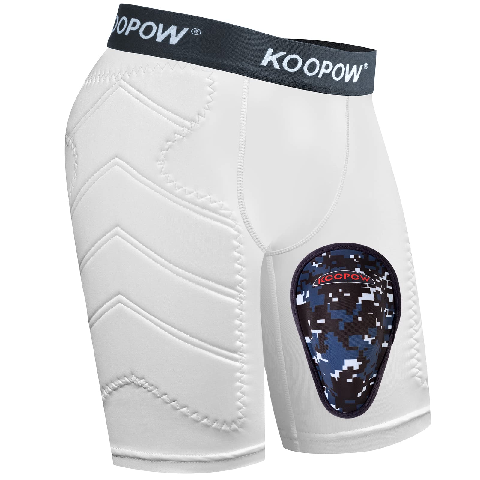 KOOPOW Youth Boys Padded Sliding Shorts with Soft Protective Cup - Baseball Football Lacrosse Protective Gear for Kids - Perfect for Sports Training & Games