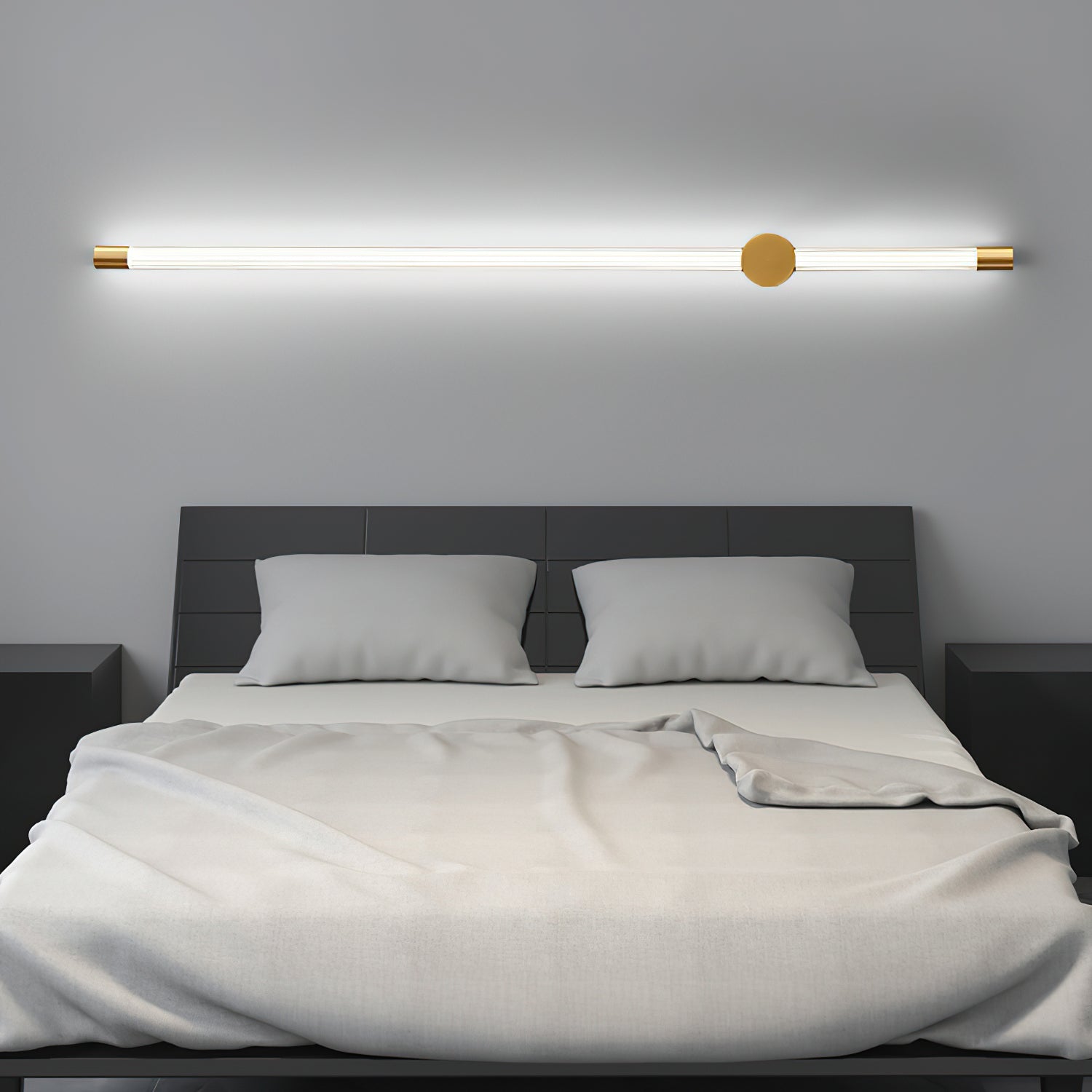 Modern Linear LED Rechargeable Wall Sconce Light - Dimmable Battery Operated Fixture for Bedroom, Living Room & Hallway Lighting