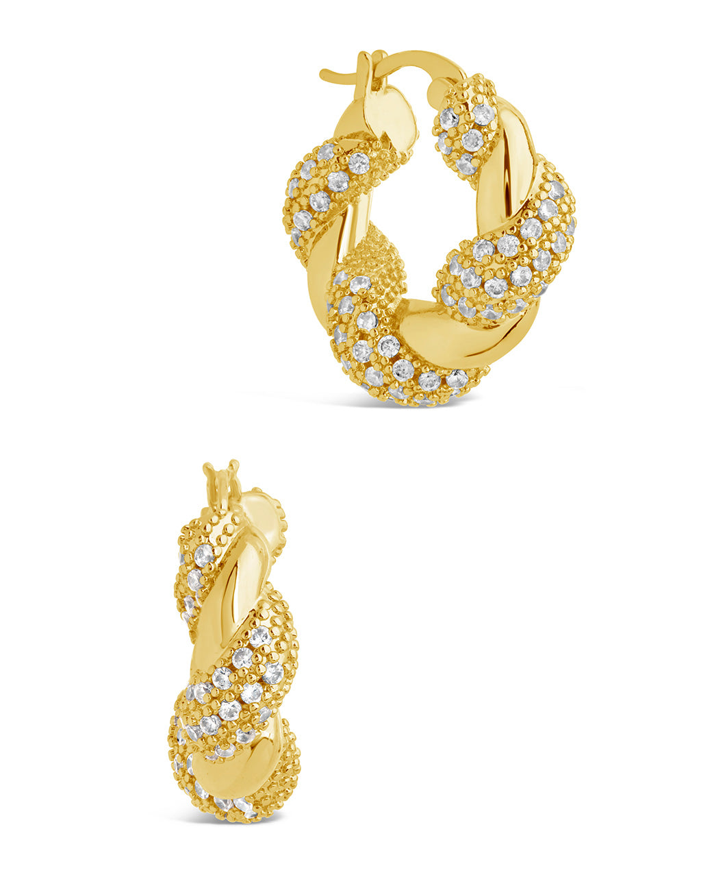 Florence CZ Twist Hoop Earrings for Women - Sparkling Cubic Zirconia Fashion Jewelry - Perfect for Parties, Weddings & Everyday Wear