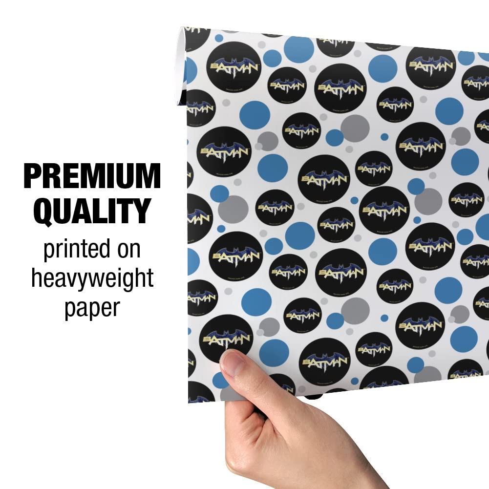 Batman Logo Gift Wrap Paper Roll - Premium Wrapping Paper for Birthday, Christmas, Party Gifts - Perfect for Superhero Fans & Comic Book Lovers