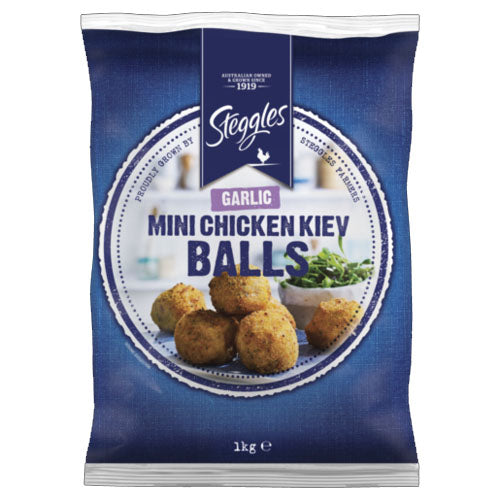 Steggles Mini Chicken Kiev Balls - Crispy Breaded Chicken Bites with Garlic Butter Filling - Perfect for Parties, Appetizers & Quick Snacks