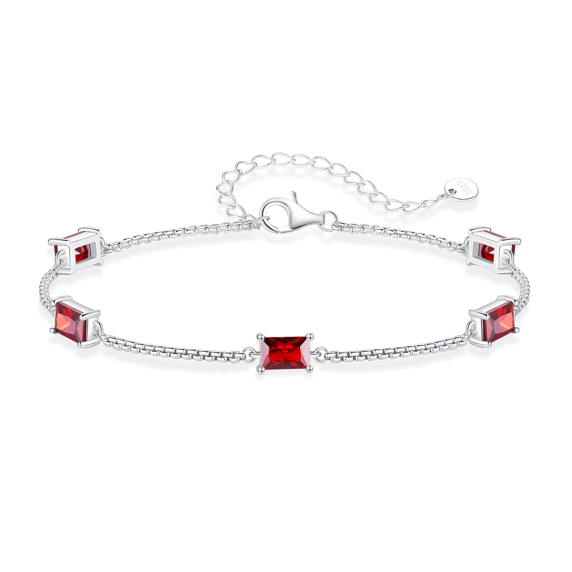 925 Sterling Silver Birthstone Charm Bracelet for Women - Dainty Link Bracelet, Personalized Birthday Gift for Her - Perfect for Anniversaries, Mother's Day & Special Occasions