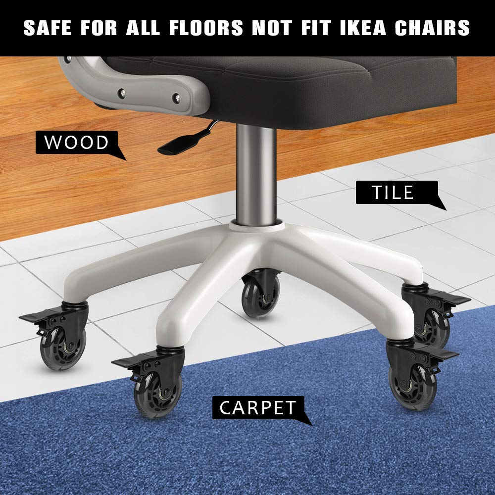 5-Pack Heavy Duty Universal Office Chair Caster Wheels - Hardwood Floor & Carpet Safe Rubber Replacement Casters for 98% of Chairs | Perfect for Home Office, Conference Rooms & Workstations