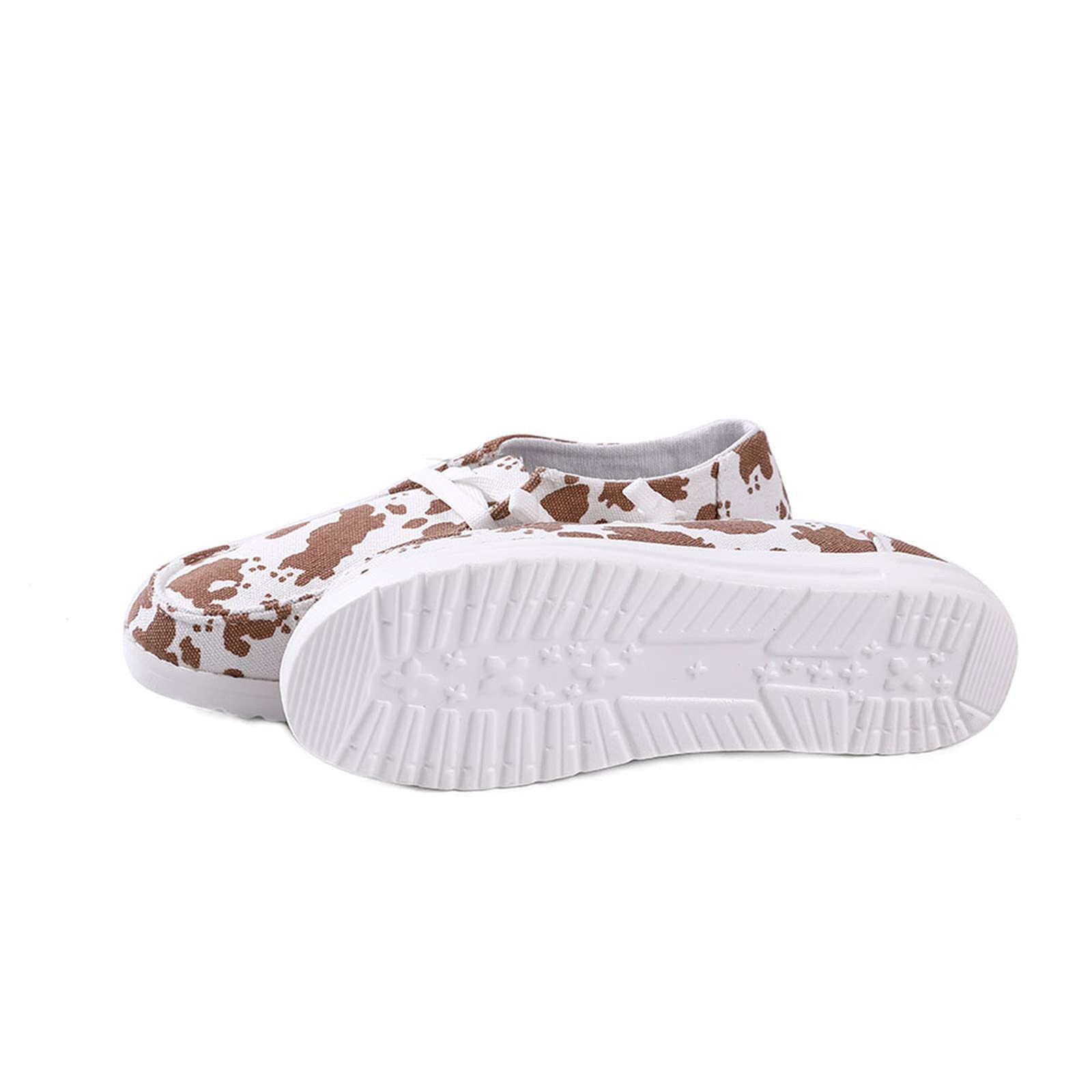 Women's Cow Print Canvas Slip-On Sneakers - Comfortable Loafers for Casual Wear, Walking & Everyday Outfits